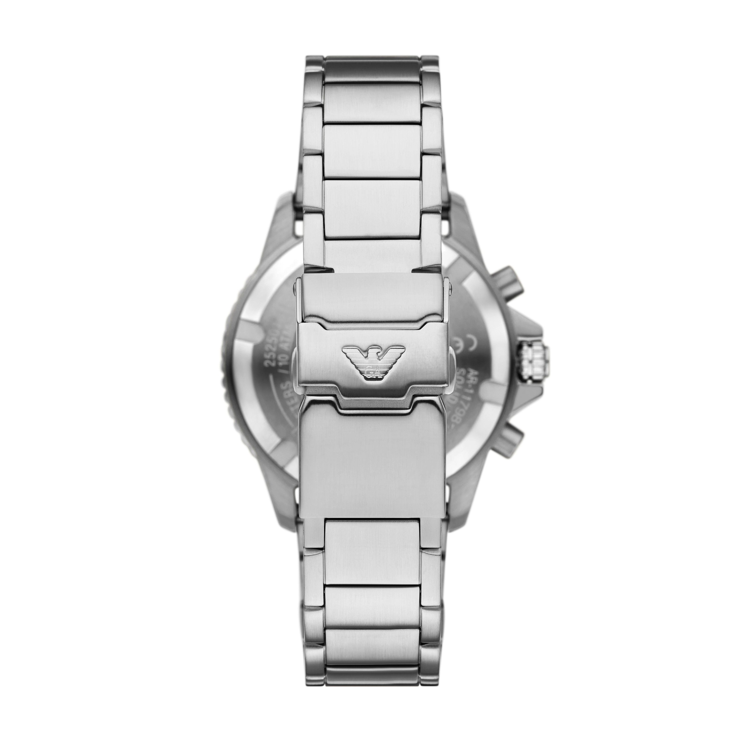 Emporio Armani Chronograph Armbanduhr, Solar, Herrenuhr, Edelstahlarmband, analog, Tag