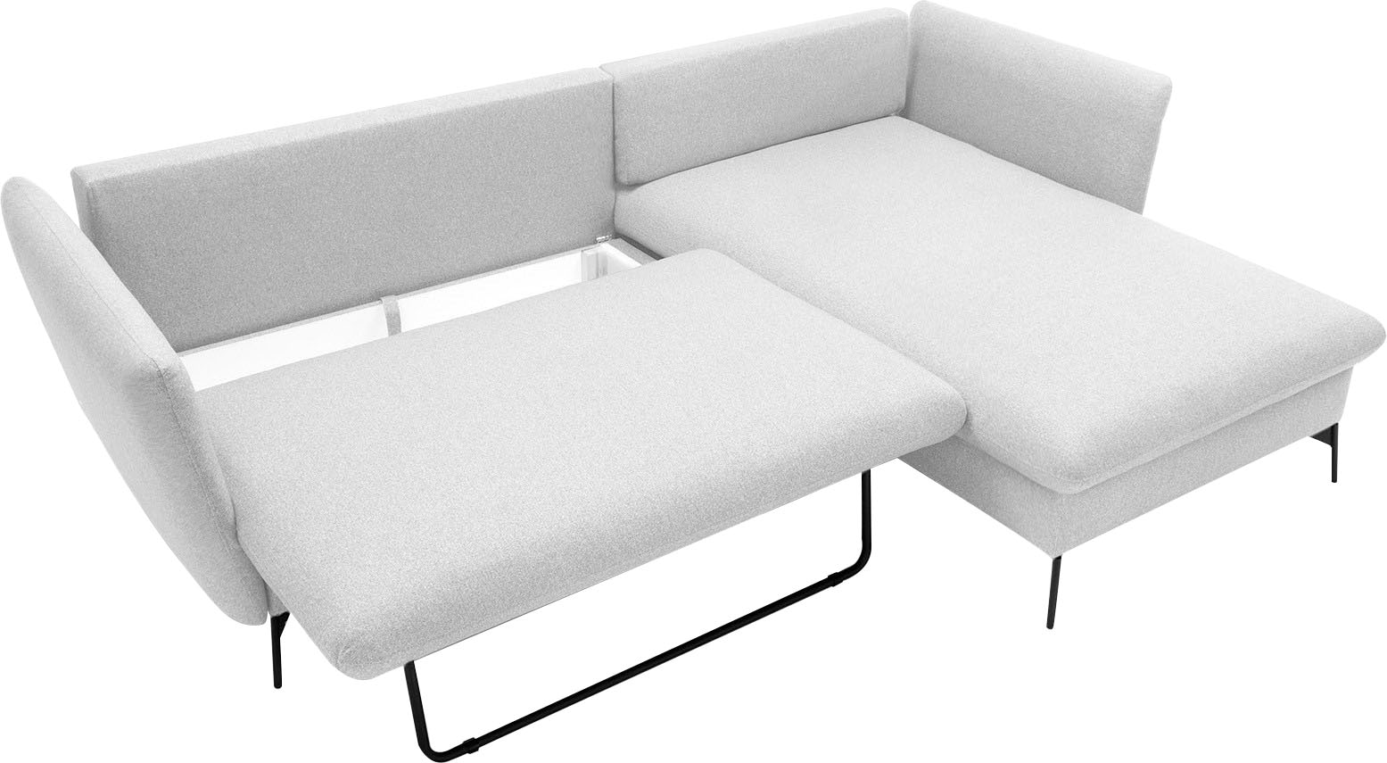 andas Ecksofa »LIVORNO,258 cm, L-Form,«, Schlaffunktion u. Bettkasten (139/224cm), Samt, Struktur, Webstoff