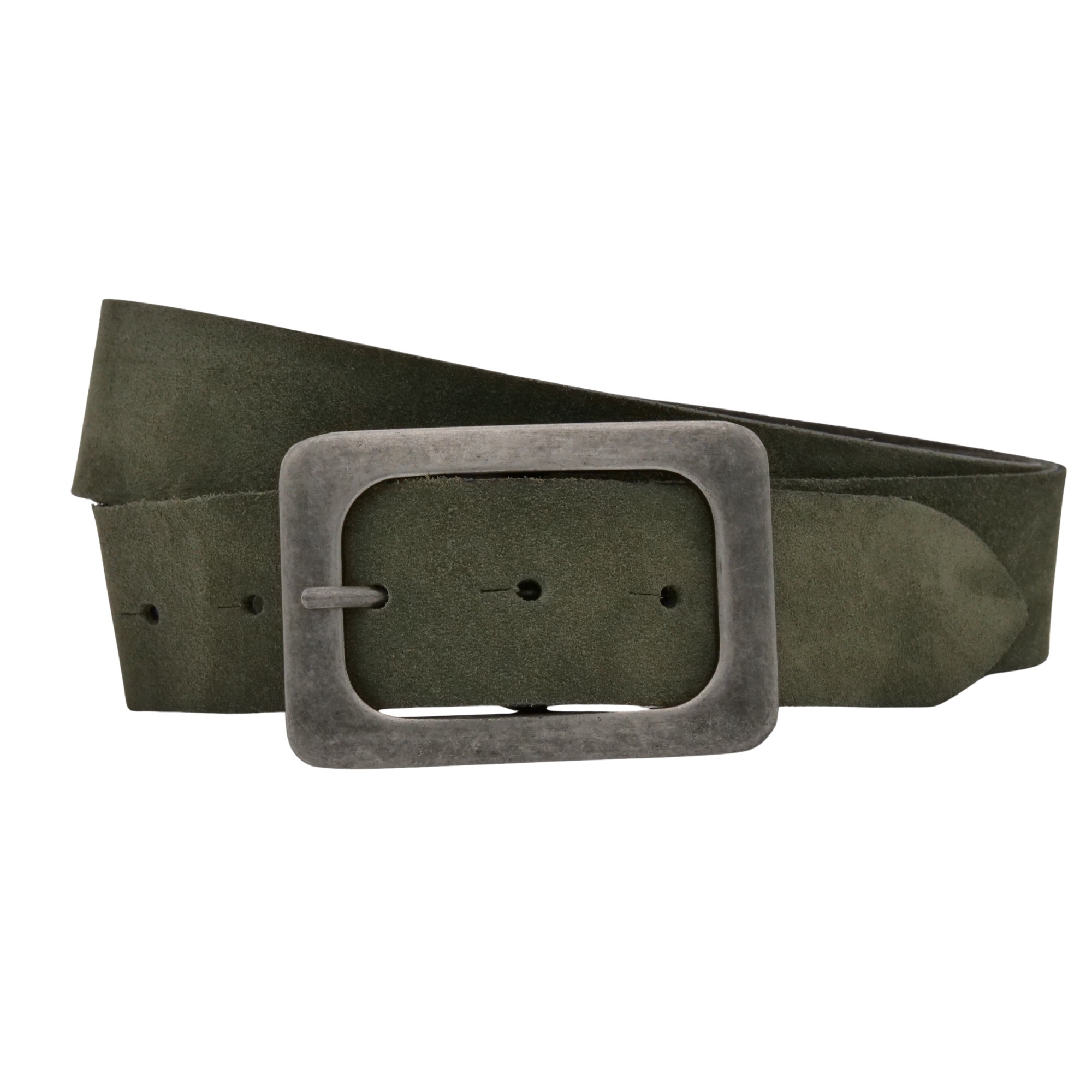 Ledergürtel ANNAMATONI "AnnaMatoni Damen Ledergürtel in hochwertigem Velour Leder 4cm", Damen, Gr. TW85 - 100cm Gesamtlänge, olive 560, 100% Leder, Gürtel Ledergürtel 7