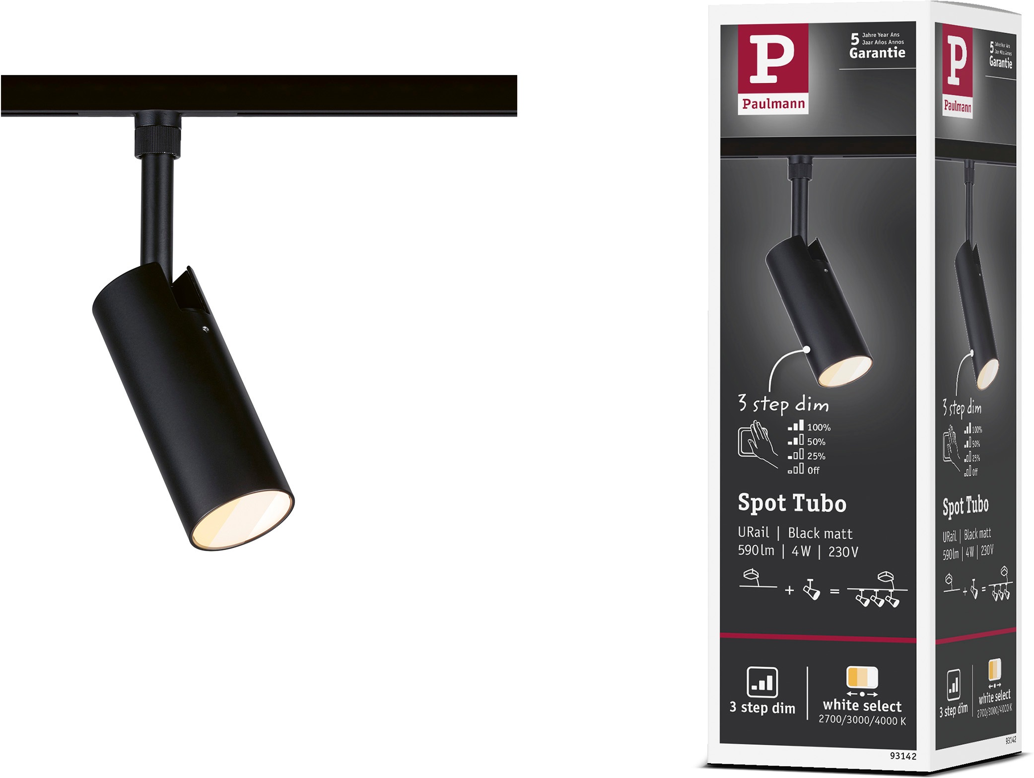Paulmann Schienensystem-Leuchten »URail Spot Tubo 1x4W 2700-4000K 230V« LED-Modul 1 Stk. Farbwechsler 3-Step-Dim