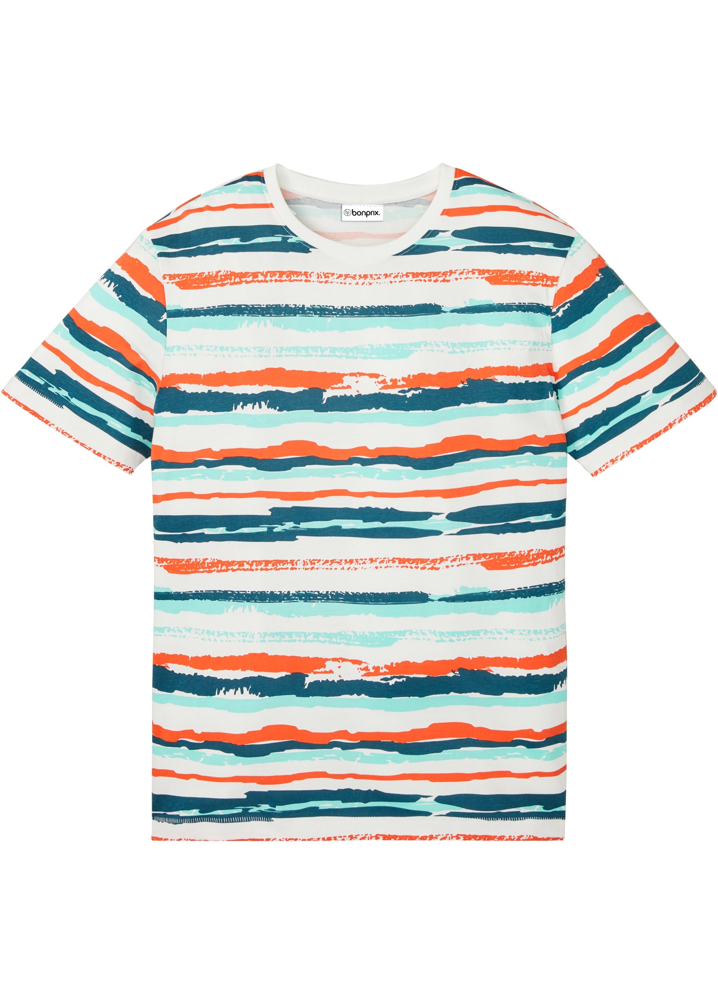bonprix T-Shirt Regular Fit, Kurzarm, bunt gestreift, aus Baumwolle
