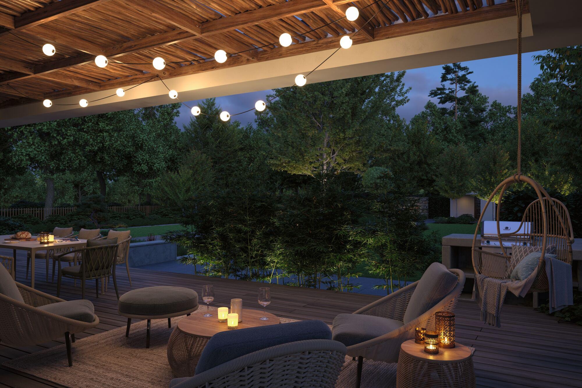 Paulmann LED-Lichterkette »Naima IP67 3000K 5,8m 6x60lm Schwarz« 6 Stk.-flammig spritzwassergeschützt