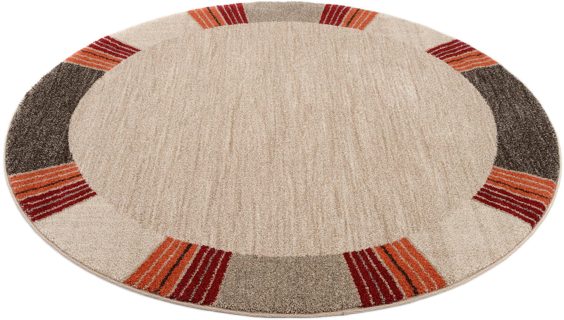 OCI DIE TEPPICHMARKE Teppich "CASTLE FLORA, auch als Läufer und Rund" rund 20 mm Höhe dichter Frisé Kurzflor, farbiger Bordüre, Wohnzimmer, Schlafzimmer