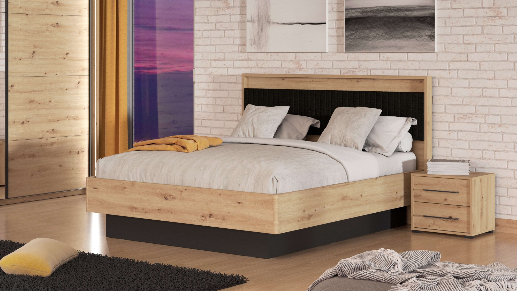 INOSIGN Bettgestell »Ascalon, gepolstertes Kopfteil, bezogen mit weichem Cordstoff«, Liegeflächen 160 oder 180x200 cm, FSC® -zertifizierter Holzwerkstoff