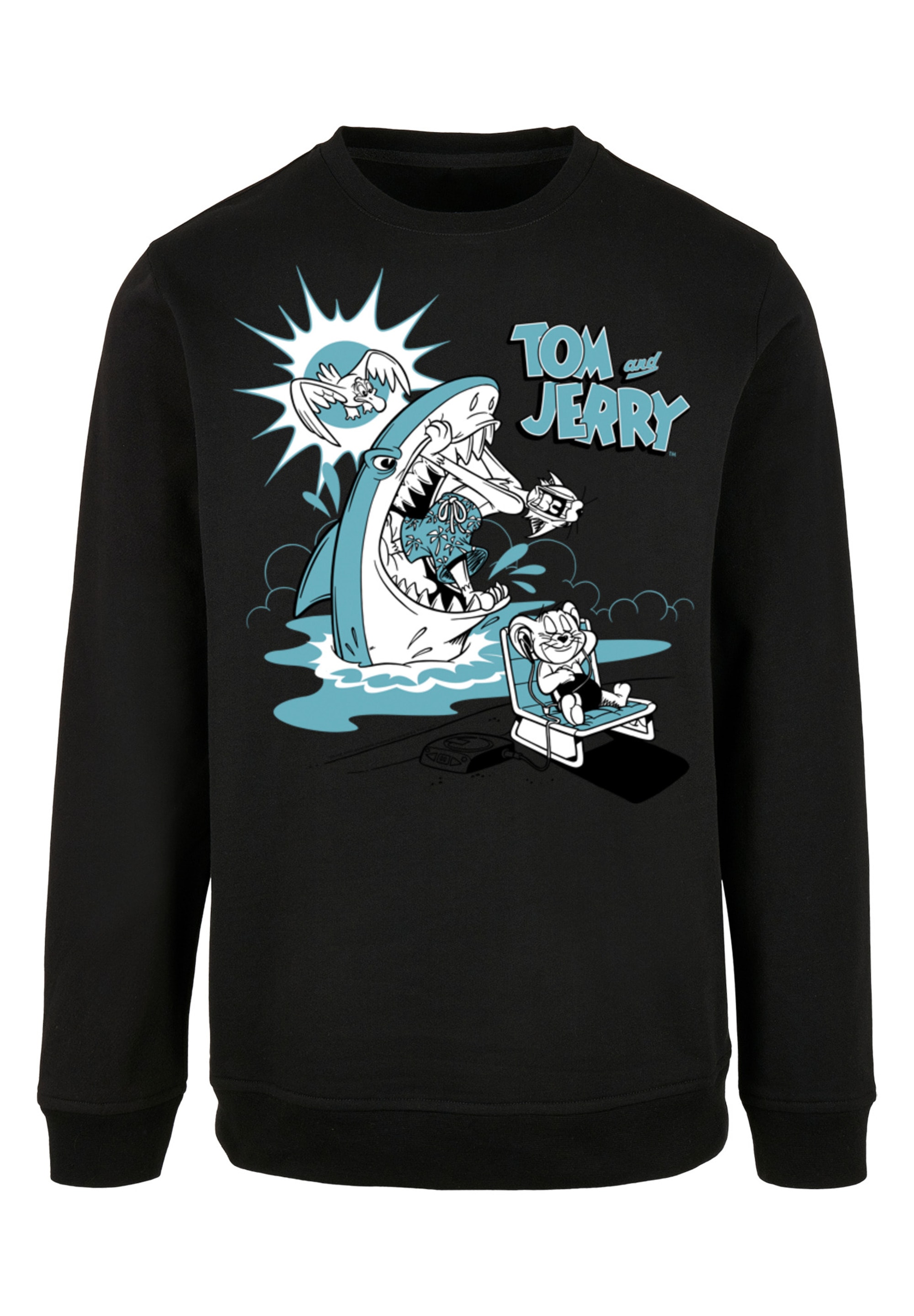 F4NT4STIC Rundhalspullover "F4NT4STIC Herren Tom And Jerry Summer Shark wit günstig online kaufen