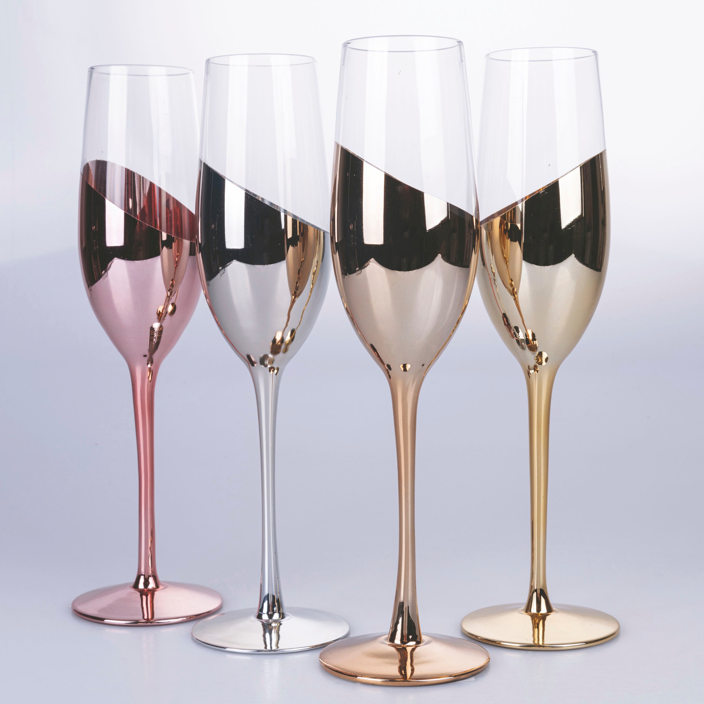 Villa d'Este Sektglas »Chic«, (Set, 4 tlg.), Gläser-Set, Sektflöten, 4-teilig, Inhalt 280 ml