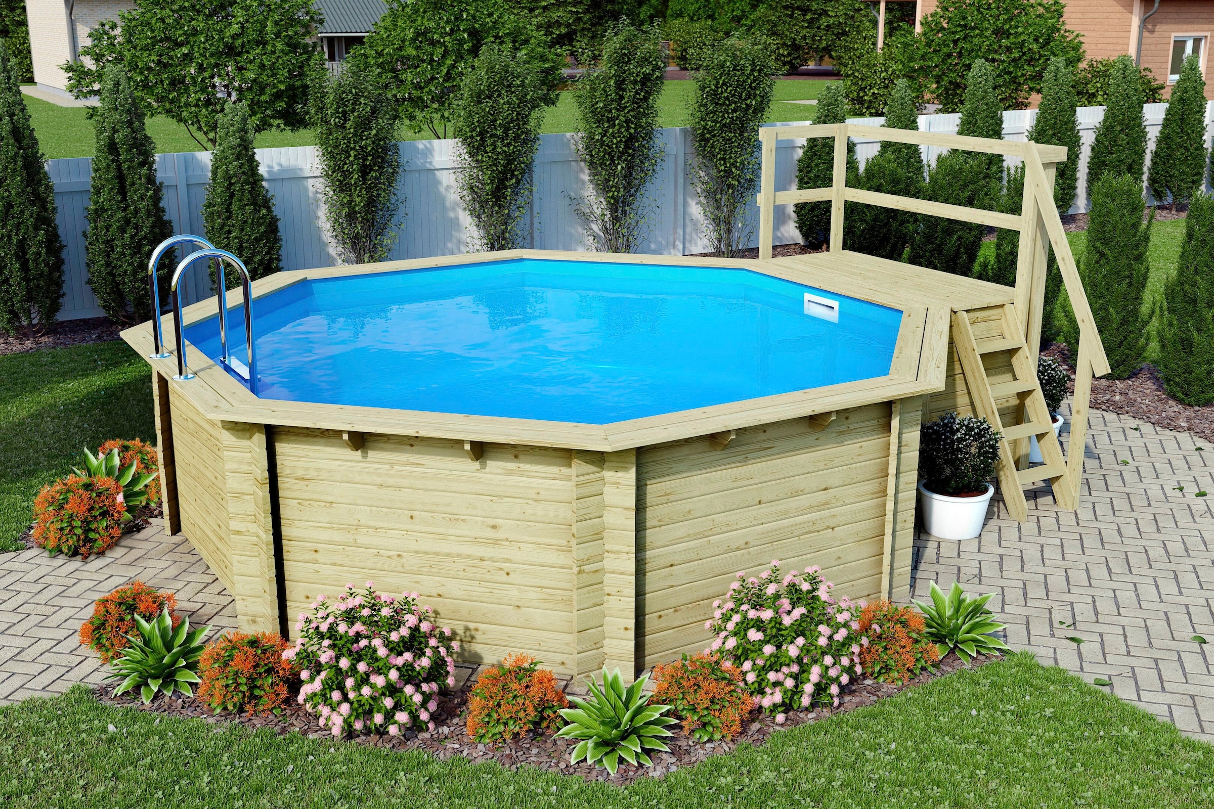 Karibu Achteckpool »TOSCANA Set A ØxH: 428x124 cm ink. Zubehör«