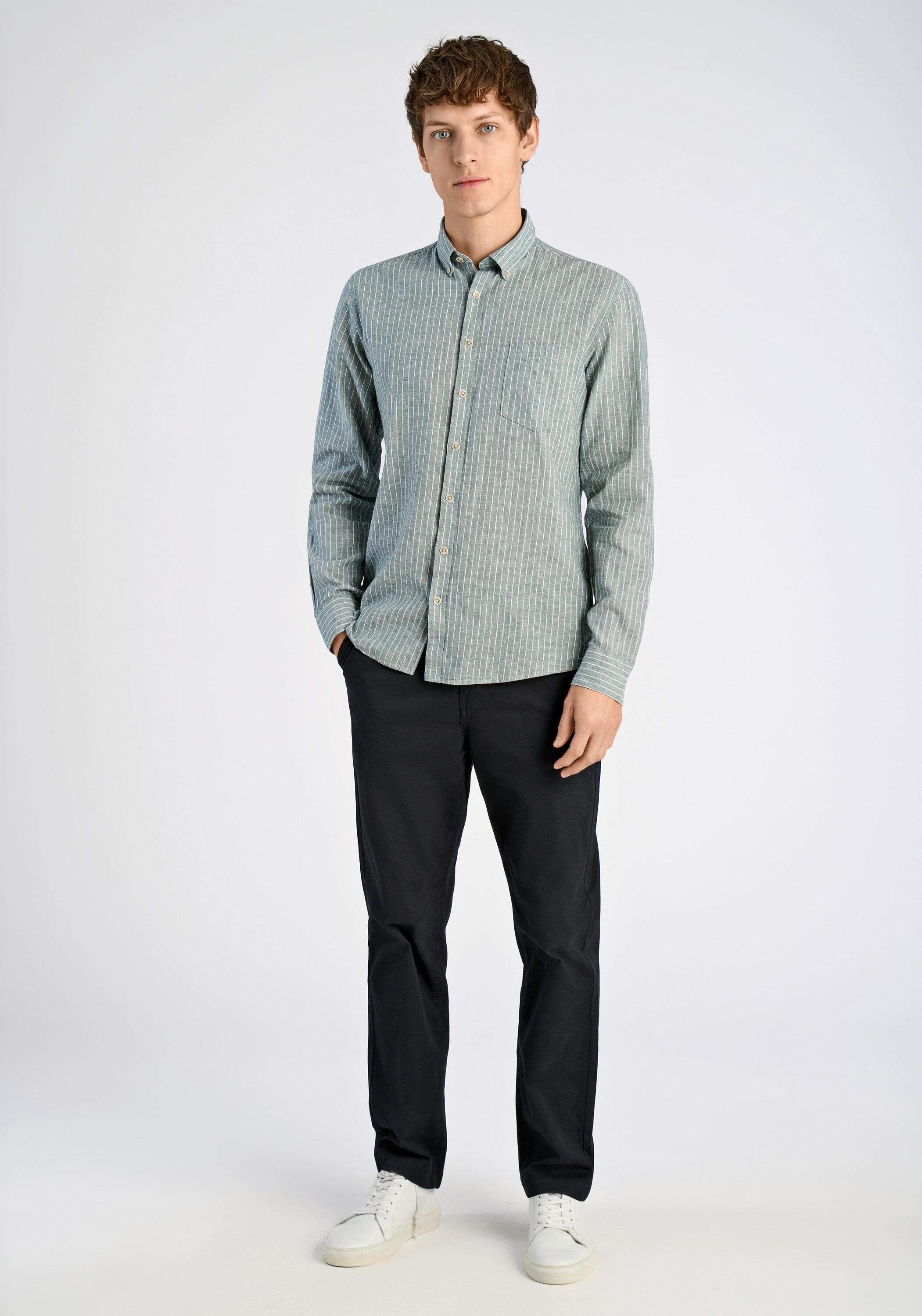 Lindbergh Linen Shirt Relaxed Fit Green XL 4
