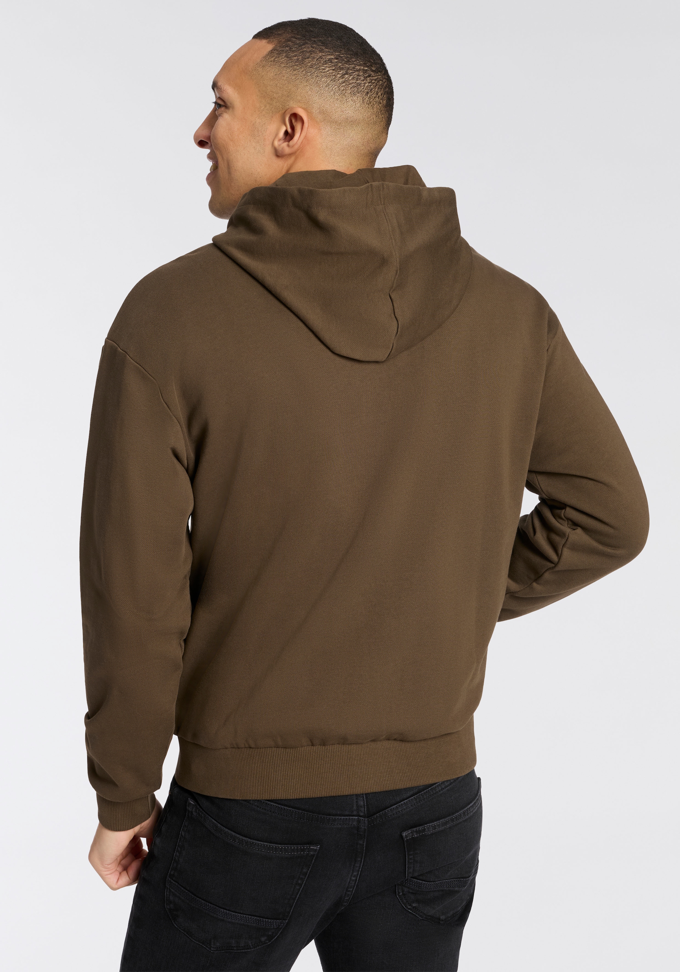 HUGO Blue Kapuzensweatjacke »Nadarasi« mit Logo-Badge