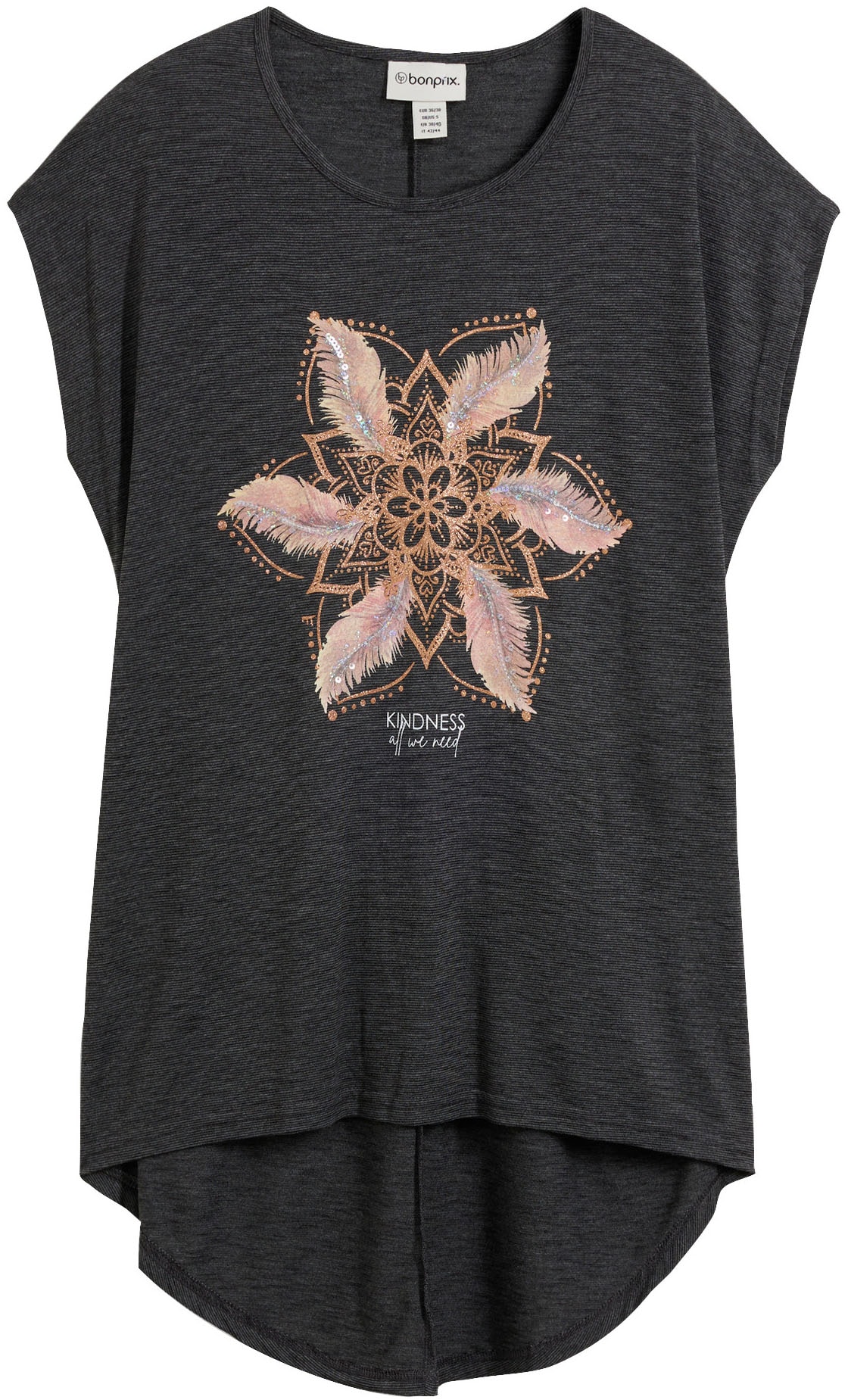 bonprix T-Shirt A-Linie, Kurzarm, aus Viskose und Polyester, mit Rundhalsausschnitt