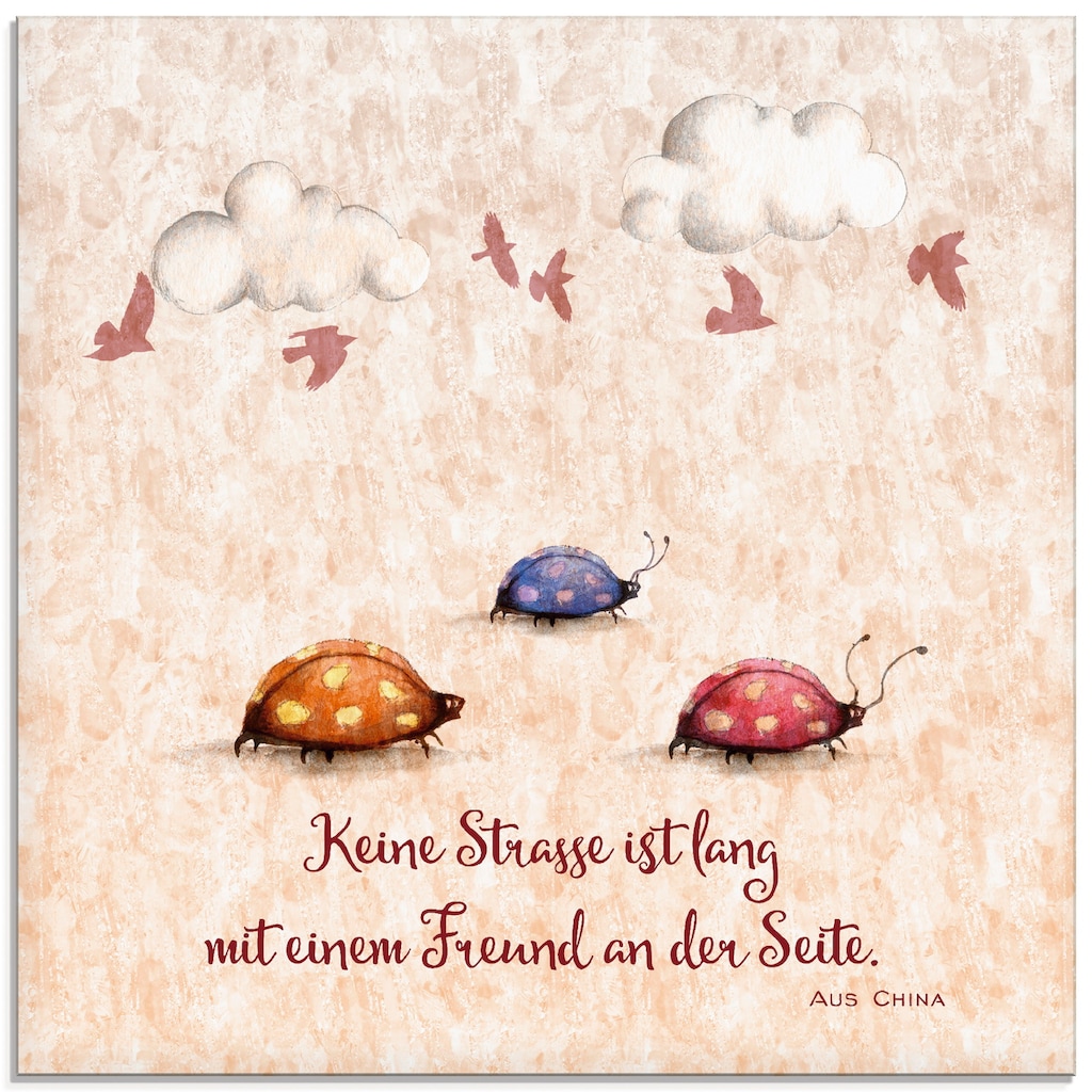 Artland Glasbild »Lebensweisheit Freunde«, Tiere, (1 St.)