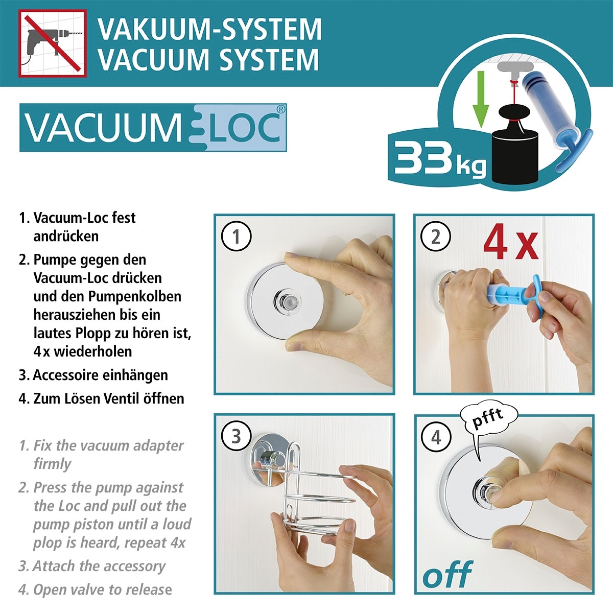 WENKO Duschregal »Vacuum-Loc® Wandregal 2 Etagen Bari Schwarz«, 2 Etagen
