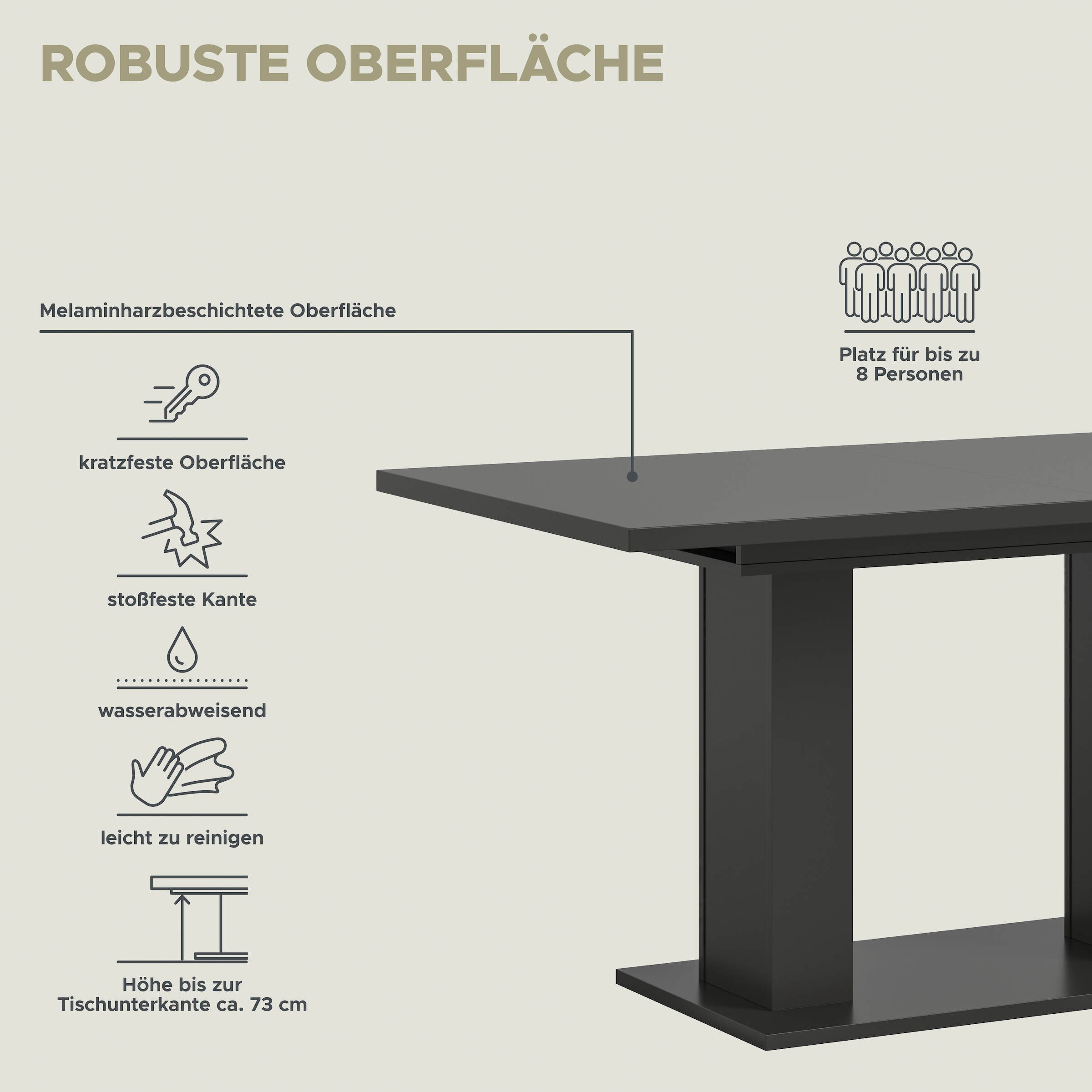 INOSIGN Esstisch »Motus, ausziehbar 150 -190 cm, inklusive 40 cm Einlegeplatte«, (Set, 1 St.), Doppelsäulengestell mit Bodenplatte, Tisch, Esstisch, Küche