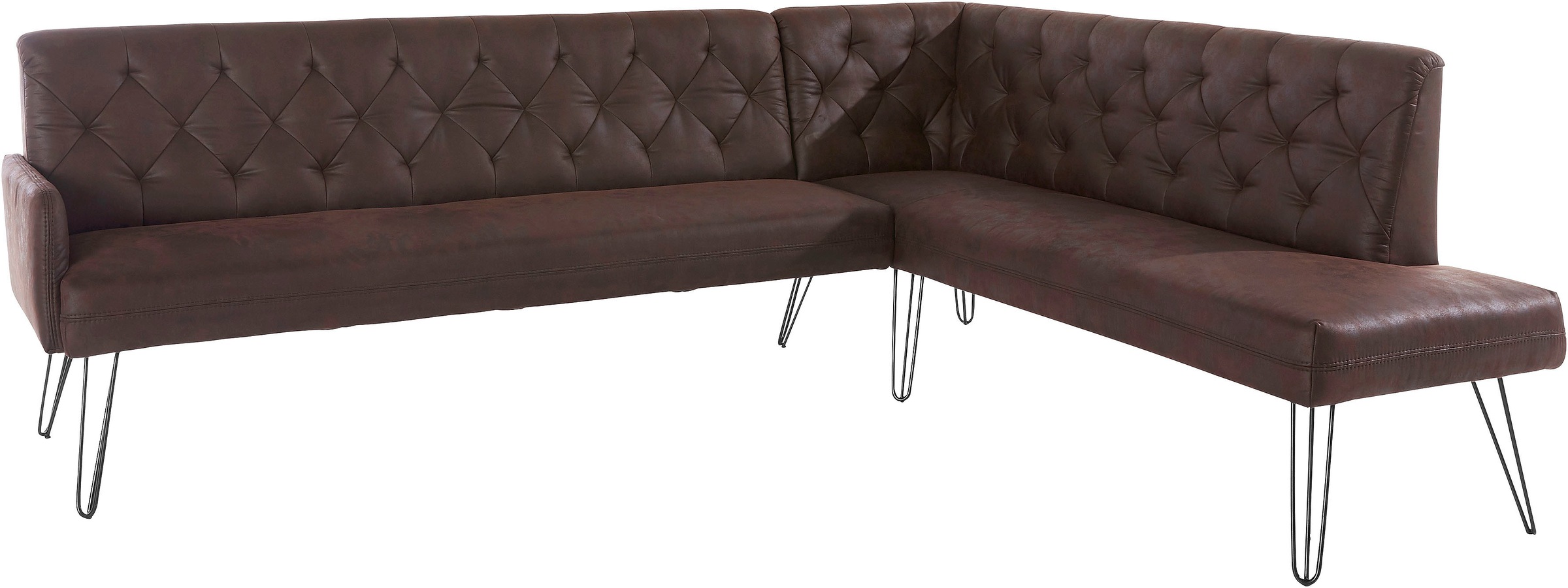 exxpo - sofa fashion Eckbank »Doppio, Chesterfield Optik, komfortabel und bequem, hohe Designfüße«, Frei im Raum stellbar