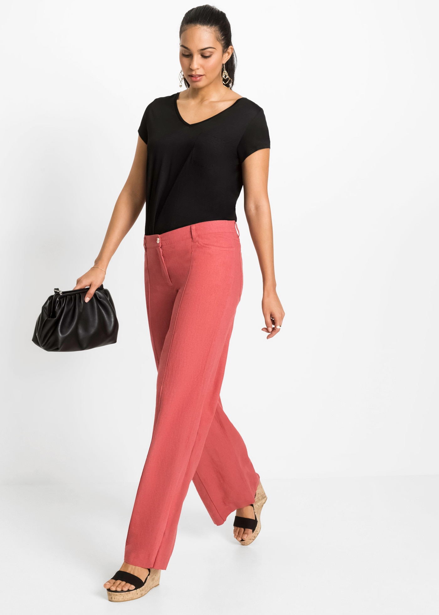 bonprix Palazzohose  aus Leinen und Viskose, Loose Fit, eleganter Stil