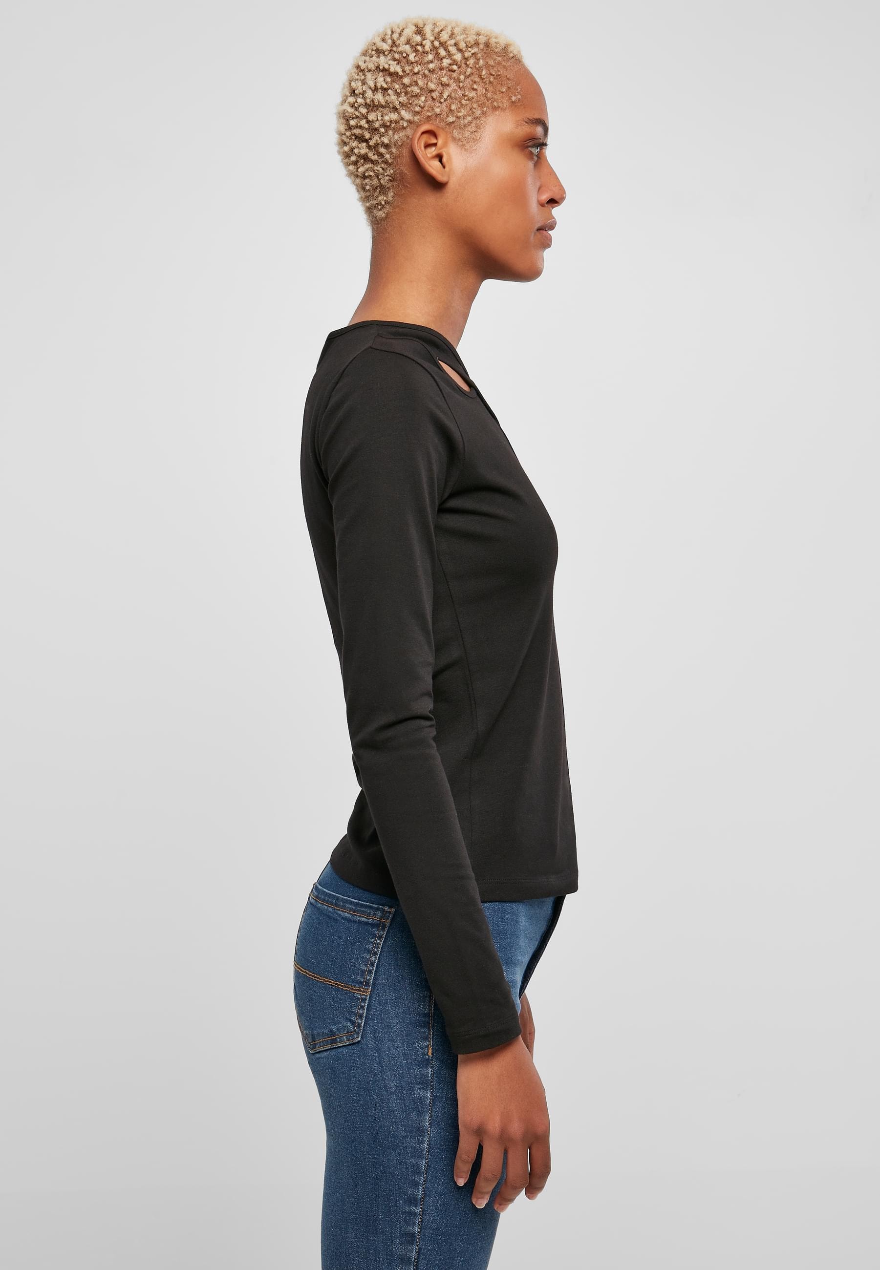 URBAN CLASSICS Longsleeve »Urban Classics Damen Ladies Crossed Cut Out Longsleeve«, (1 tlg.)