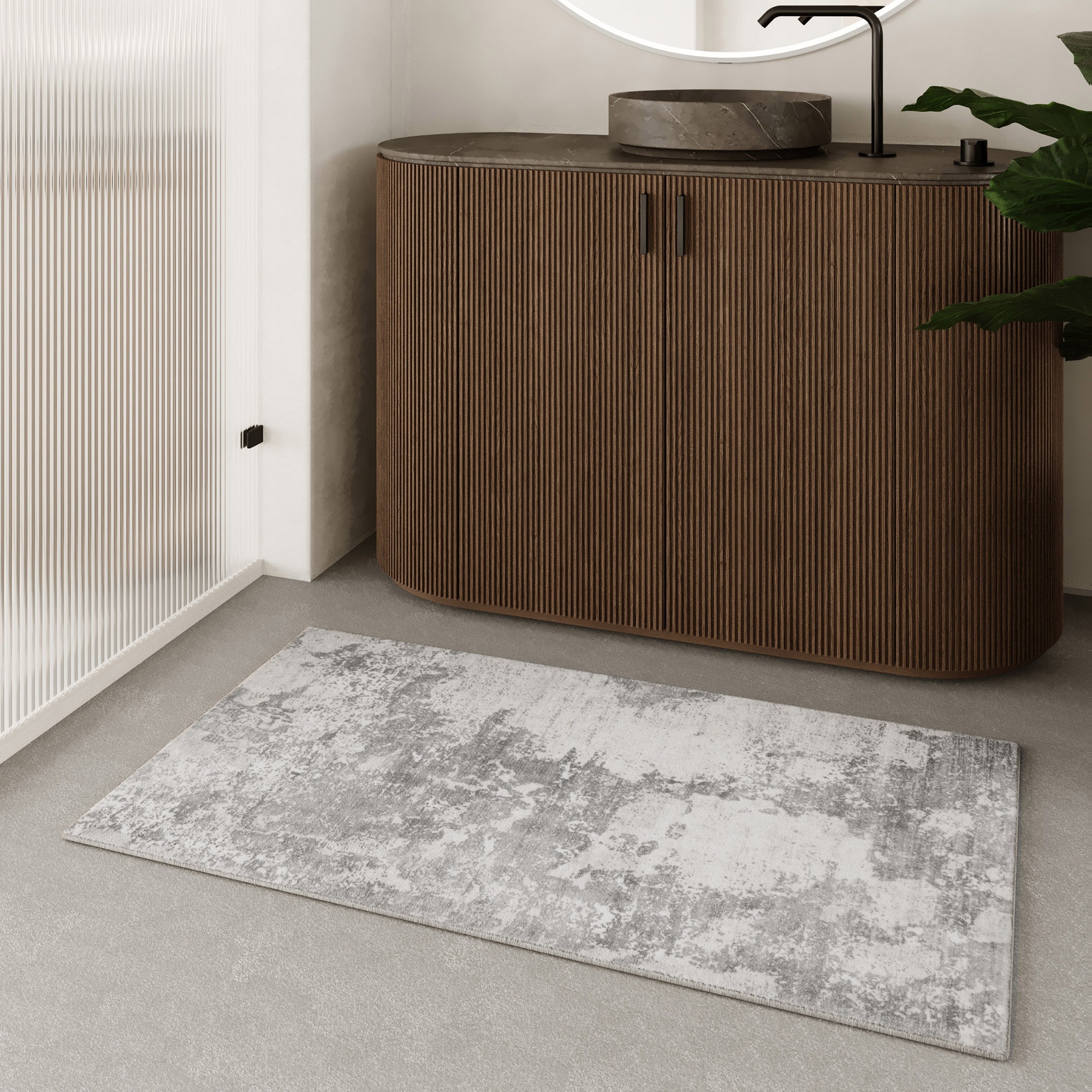 Wecon home Badematte »Samu«, Marmor Design, waschbar, rutschfest, schnell trocknend, Badteppich