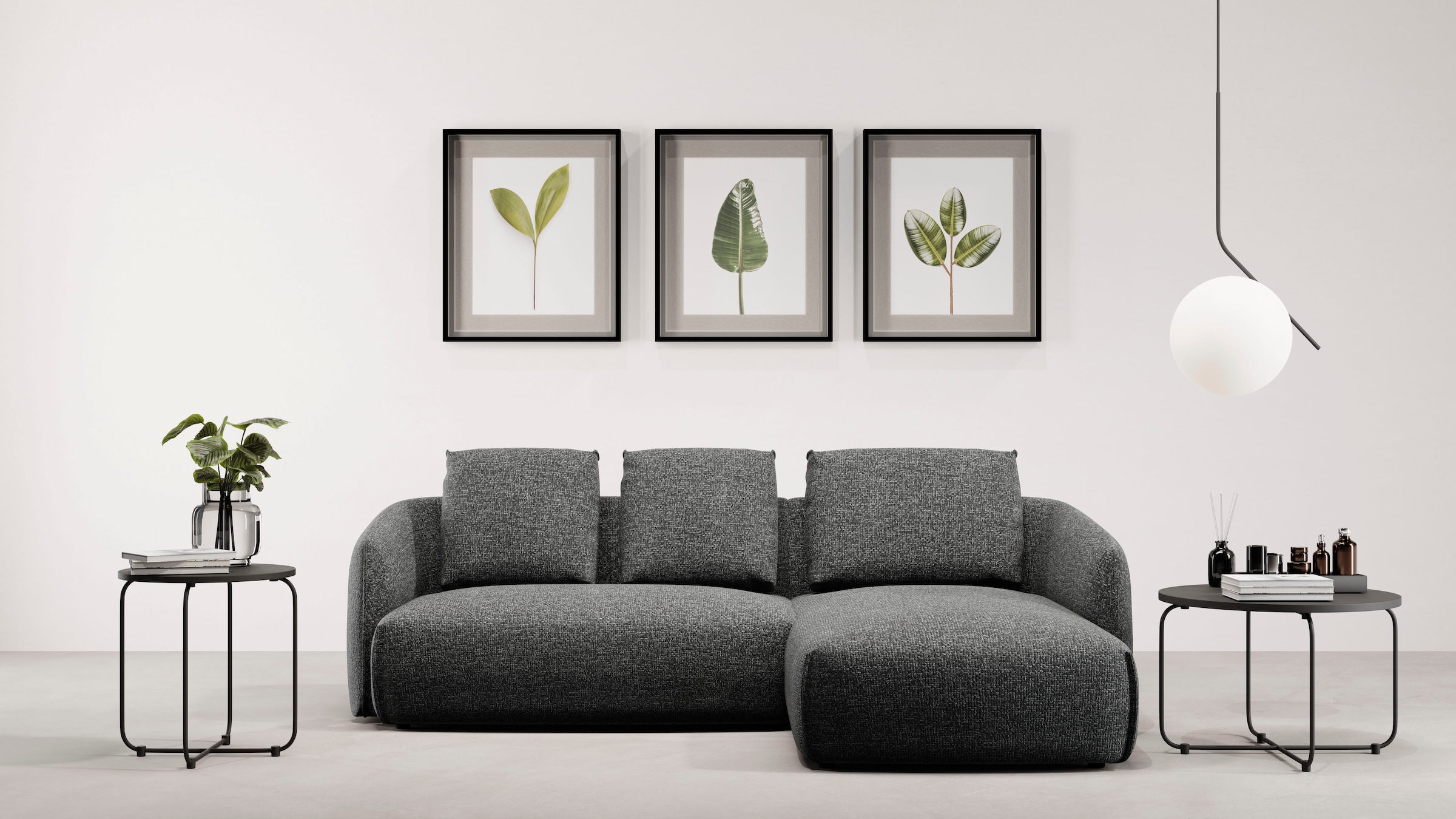 TRENDMANUFAKTUR Ecksofa "Shawn elegantes Designsofa, Breite 232cm, L-Form" bequem, organischer Form, mit hochwertigem Bezug