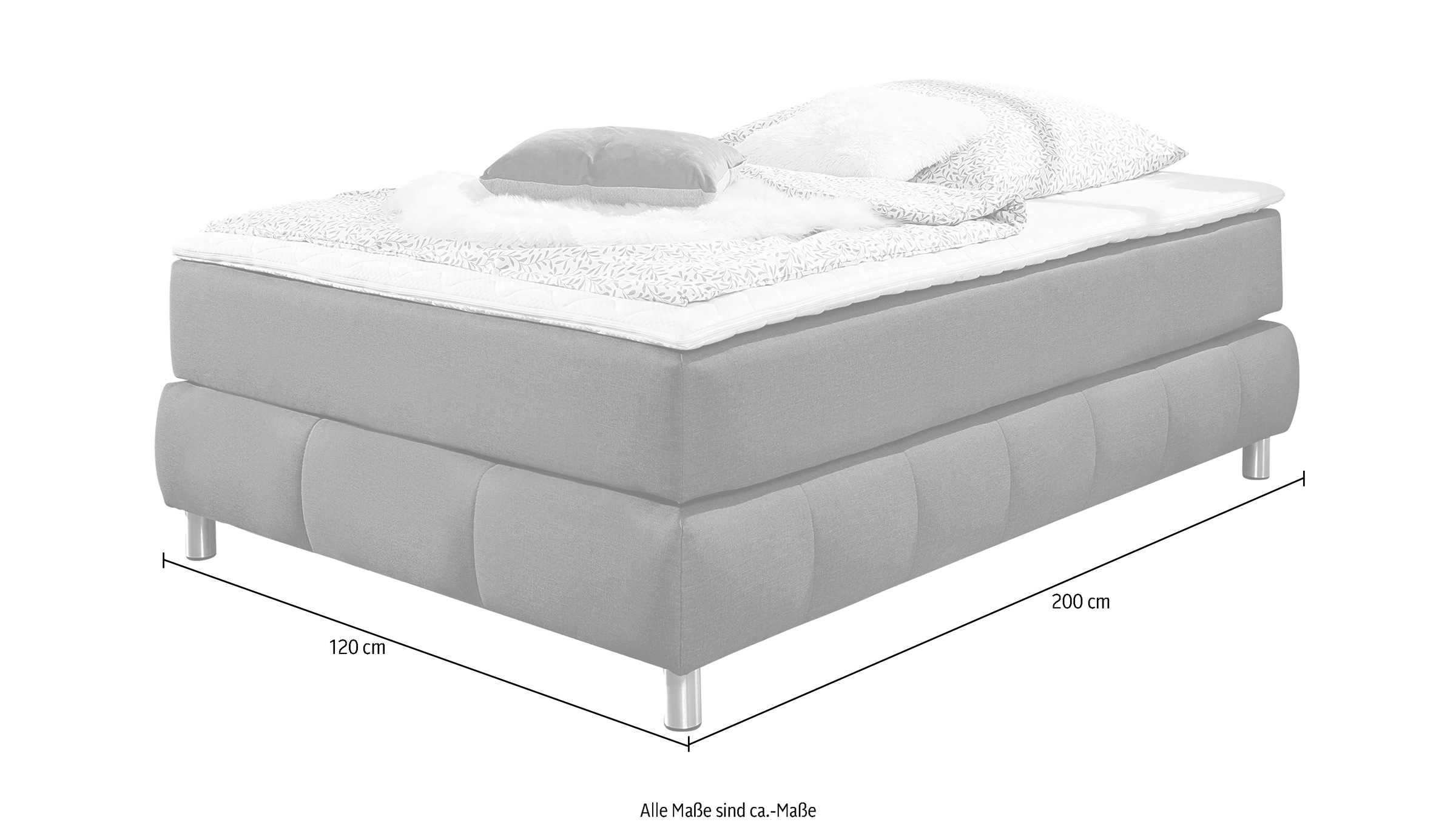 andas Boxspringbett »Salo«, Ohne Kopfteil, inkl. Topper, auch in Überlänge 220 cm