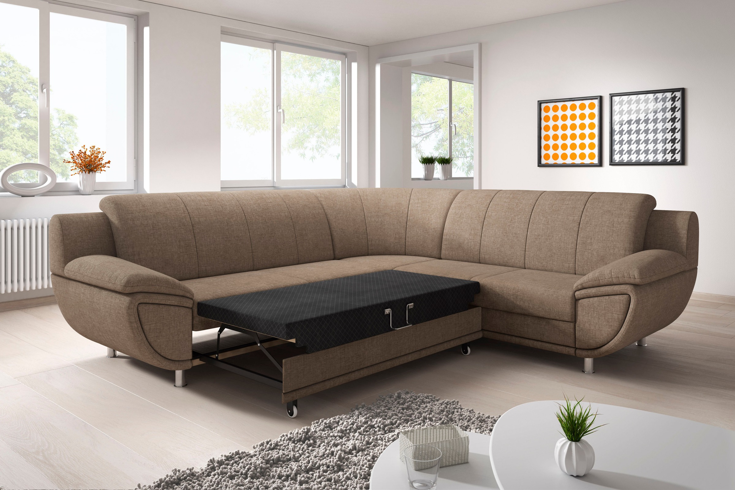 TRENDMANUFAKTUR Ecksofa »Rondo II, L-Form«, wahlweise mit Federkern, wahlweise mit Bettfunktion