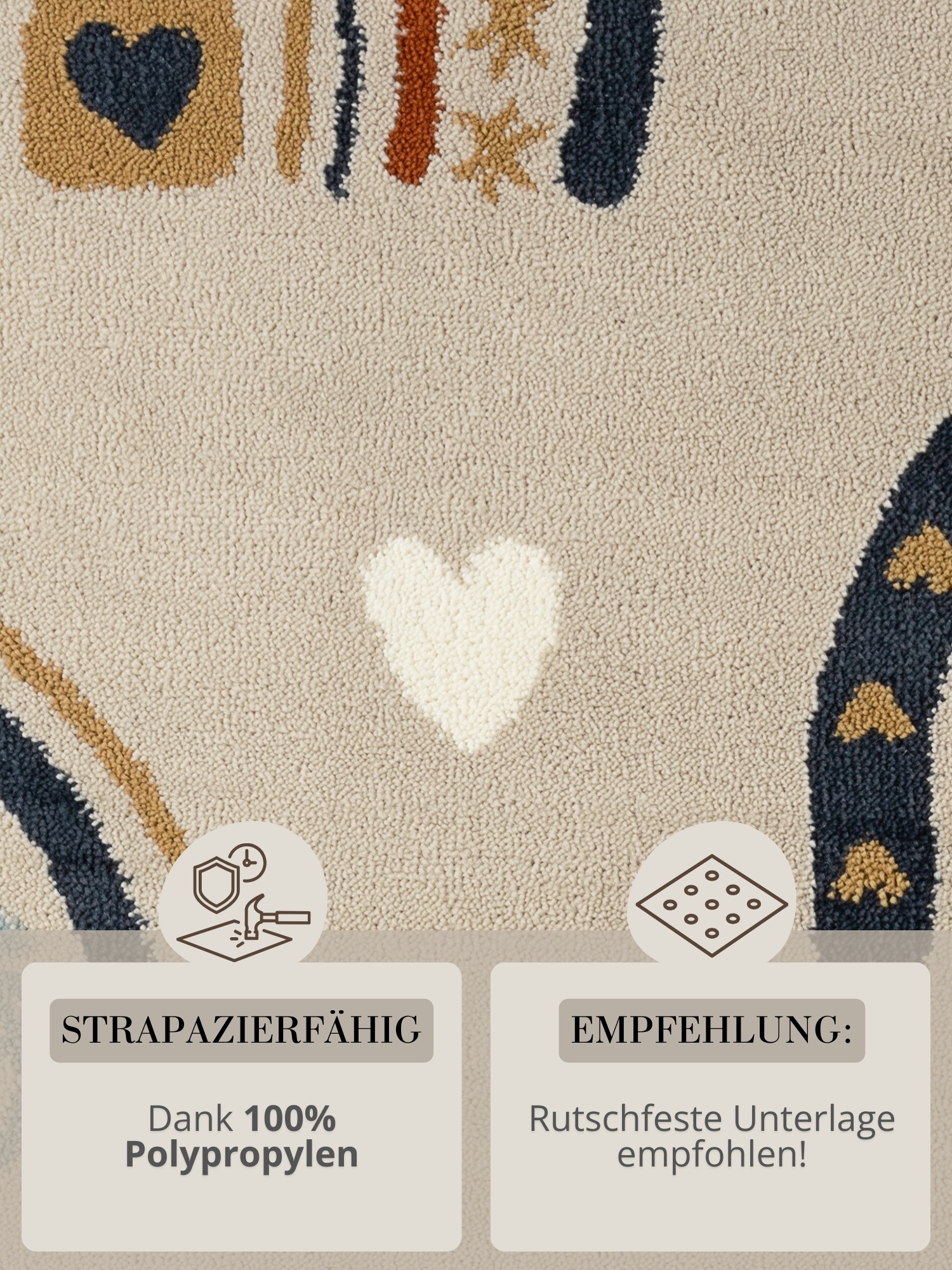 Kinderteppich HANSE HOME "Bowie", beige multifarben, H:10mm Ø:160cm, Polypropylen, Teppiche, Kinderteppich, Pflegeleicht, Weich, Kinderzimmer, Spielteppich, Spielunterlage 3
