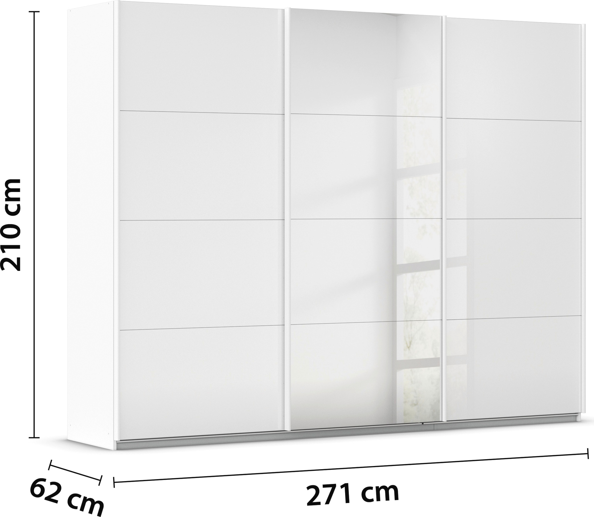 rauch Schwebetürenschrank »Kleiderschrank Kleiderschränke Schrank Garderobe AGORDO mit Glasfront«, durchdachte Innenausstattung, in 4 Breiten und 2 Höhen MADE IN GERMANY