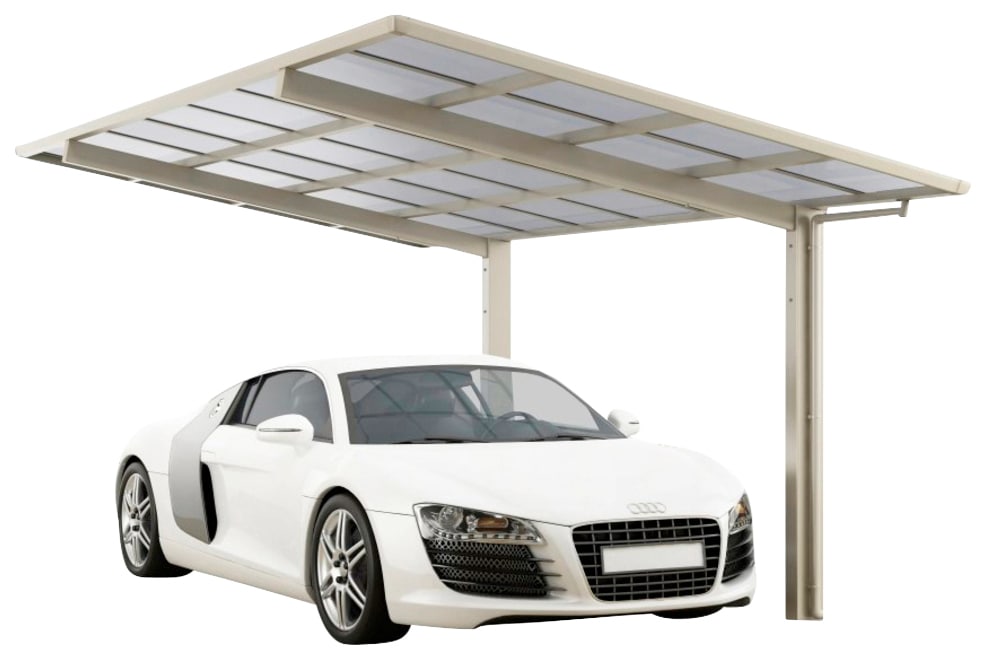 Ximax Einzelcarport "Linea Typ 80 Sonderbreite XL-Edelstahl-Look", Aluminium, 286 cm, edelstahlfarben, Aluminium