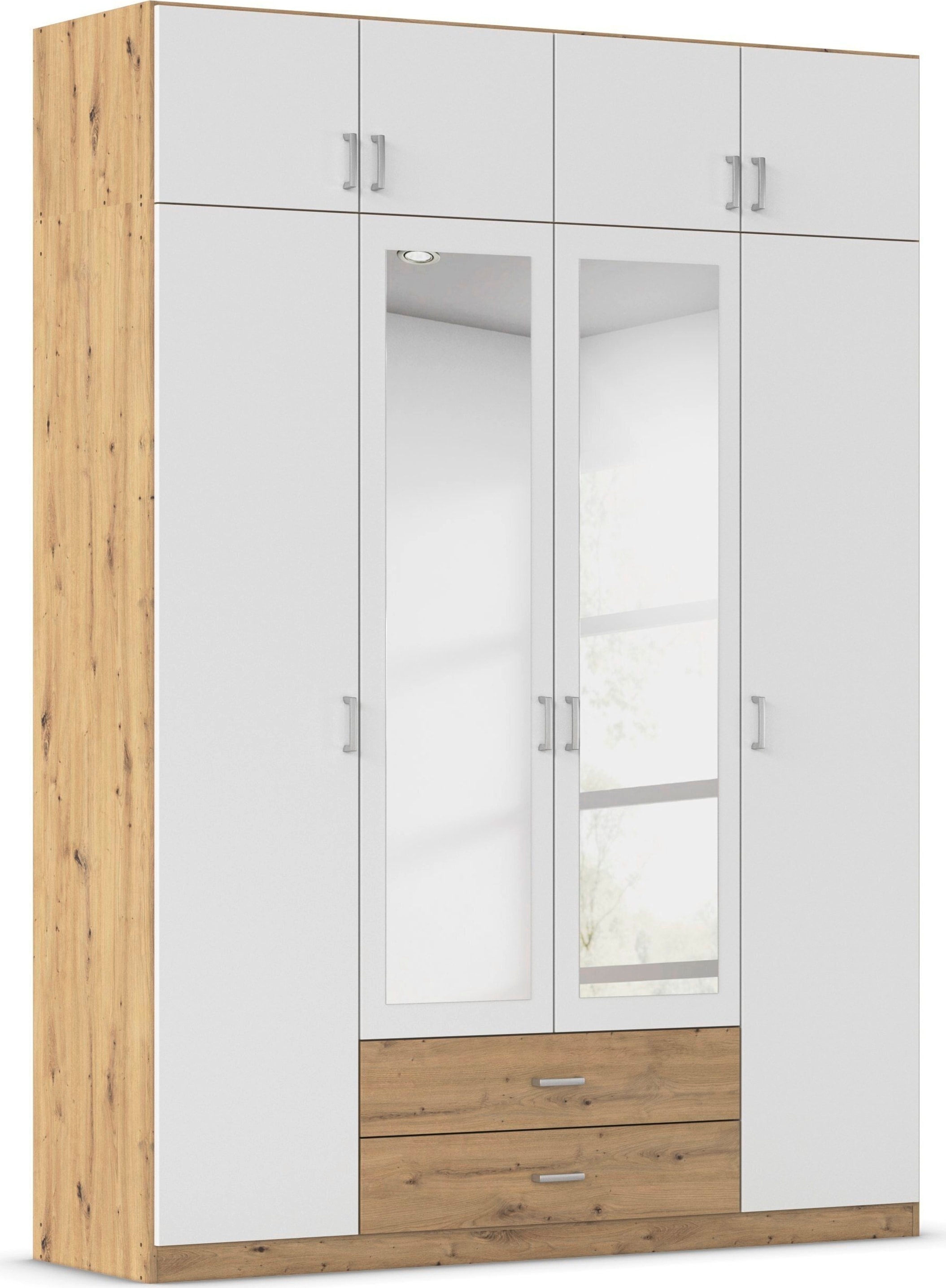 rauch Kleiderschrank "Schrank Garderobe Wäscheschrank GAMMA in 4 Breiten 91-226 cm" 3 verschiedene Ausstattungen BASIC/CLASSIC/PREMIUM (inkl. SOFT-CLOSE), mit Schubladen und Schrankaufsatz sowie Spiegel MADE IN GERMANY
