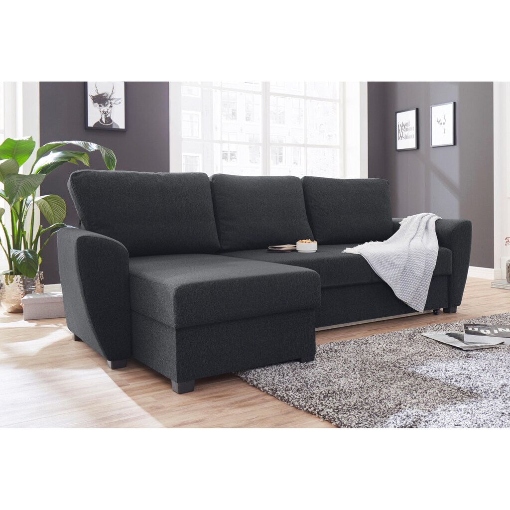 ATLANTIC home collection Ecksofa »L-Form«, inklusive Bettfunktion und Bettkasten