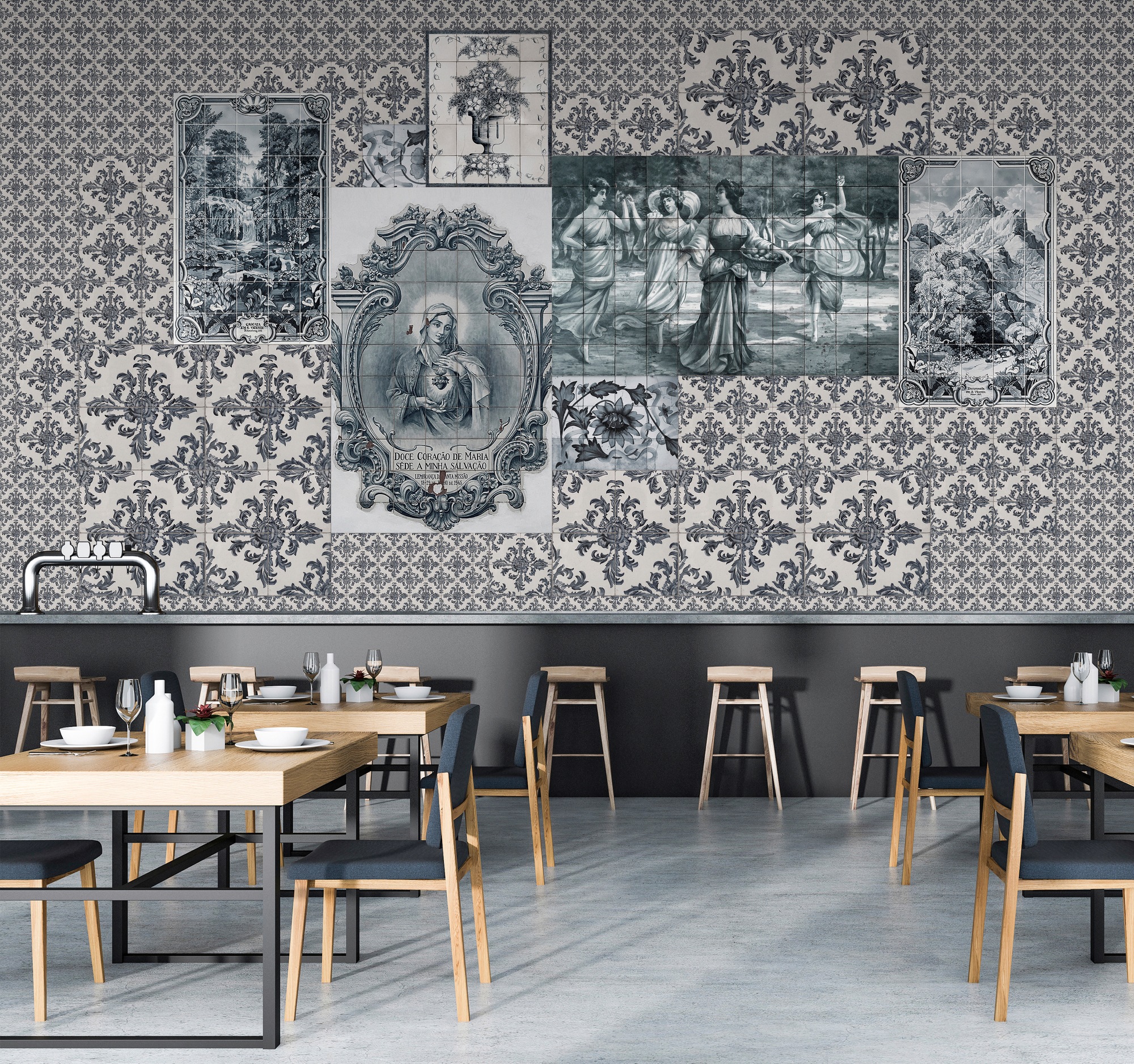 living walls Fototapete »Walls by Patel Azulejos 3«, Vlies, Wand, Schräge