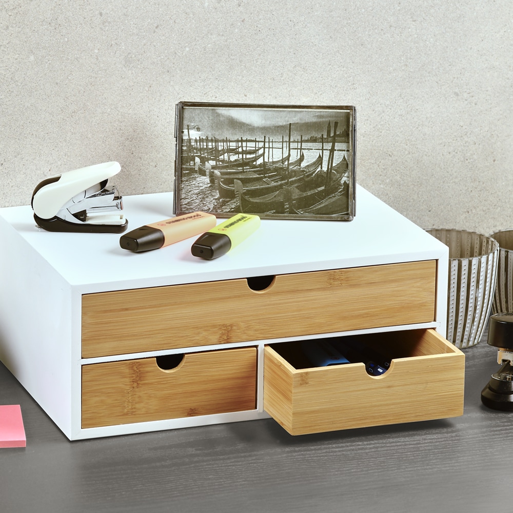 KESPER® Mini-Kommode mit 3 Ablageflächen, weiß/natur