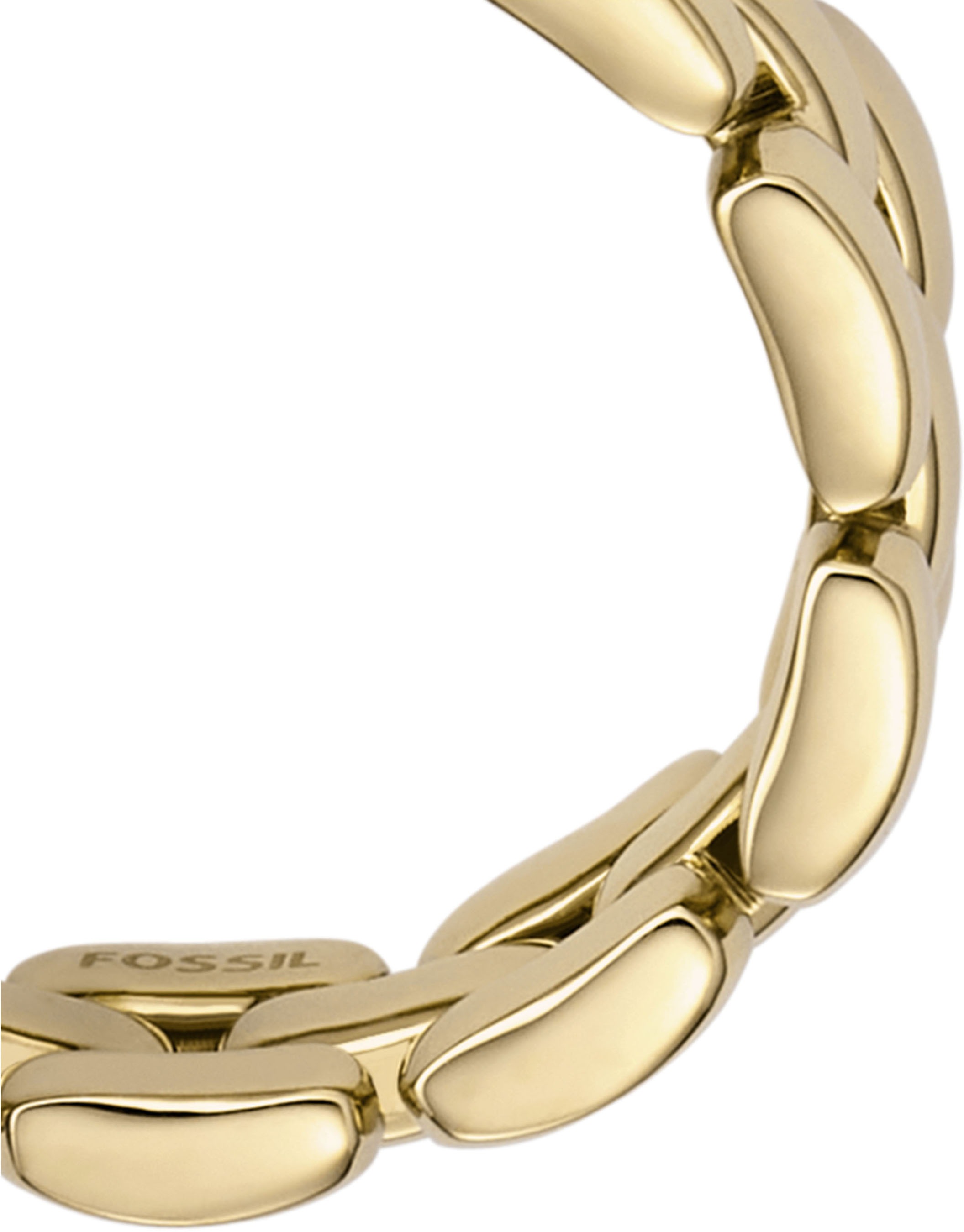 Fingerring FOSSIL "Schmuck Geschenk Edelstahl Ring Arden" Gr. 18, gold (gelbgoldfarben), Fingerringe, Damen, 18, Edelstahl, 8,5mm, Fingerring 4