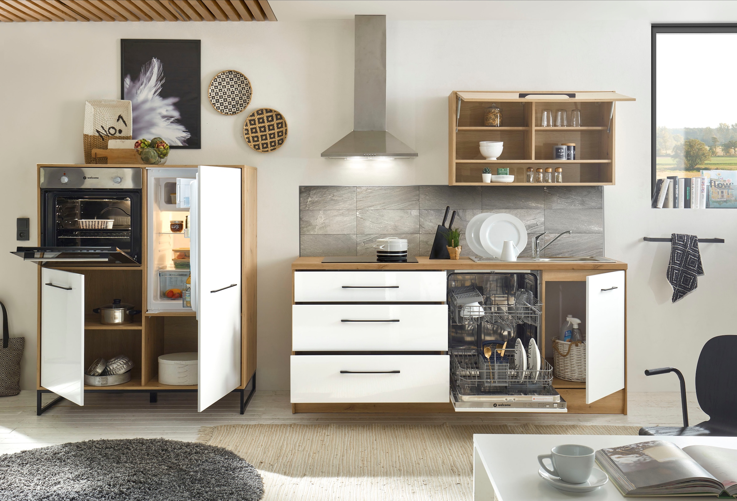 BASIC by Balculina Küche »Seattle«, 330 cm breit, wahlweise mit oder ohne E-Geräte