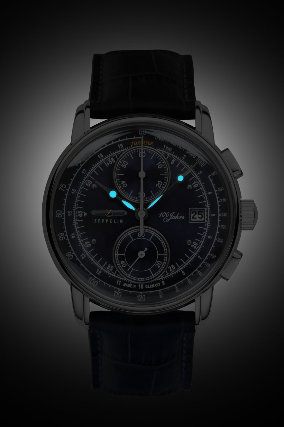ZEPPELIN Chronograph »100 Jahre«, Quarzuhr, Armbanduhr, Herrenuhr, Made in Germany, Lederarmband