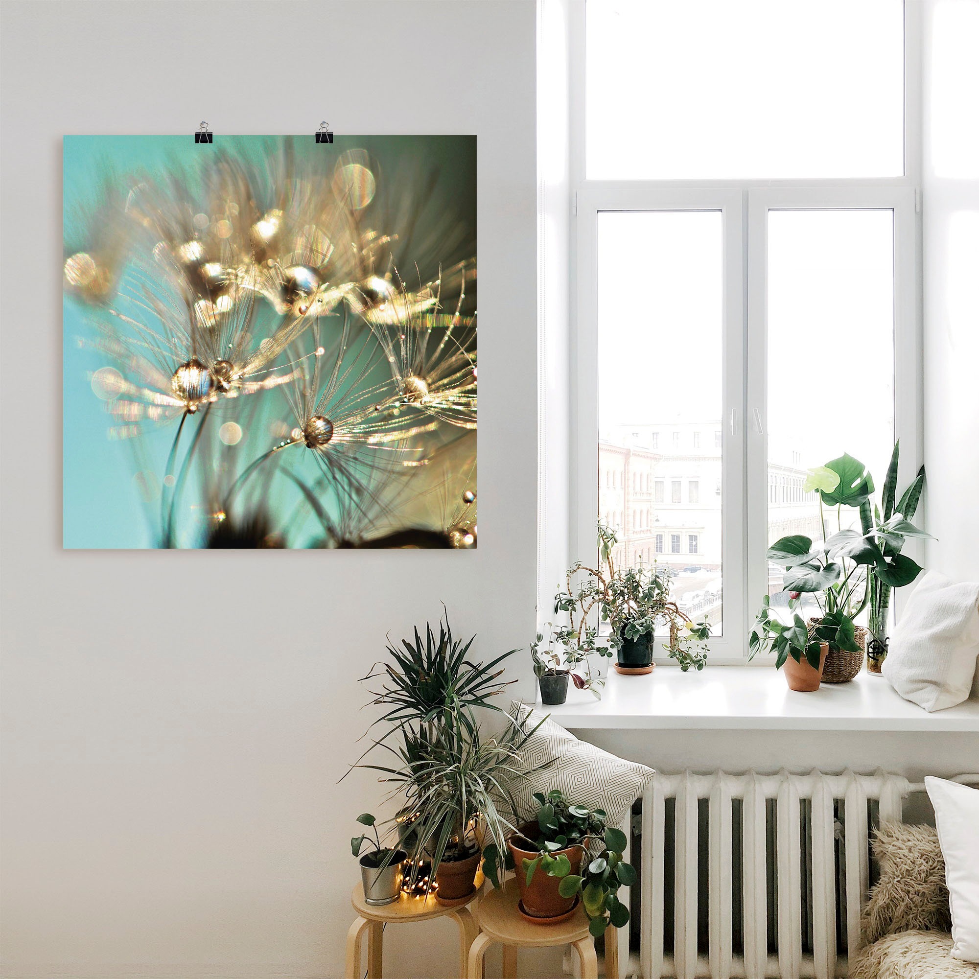 Artland Wandbild »Pusteblume glänzendes Gold«, Blumen, (1 St.), als Alubild, Outdoorbild, Leinwandbild, Poster, Wandaufkleber