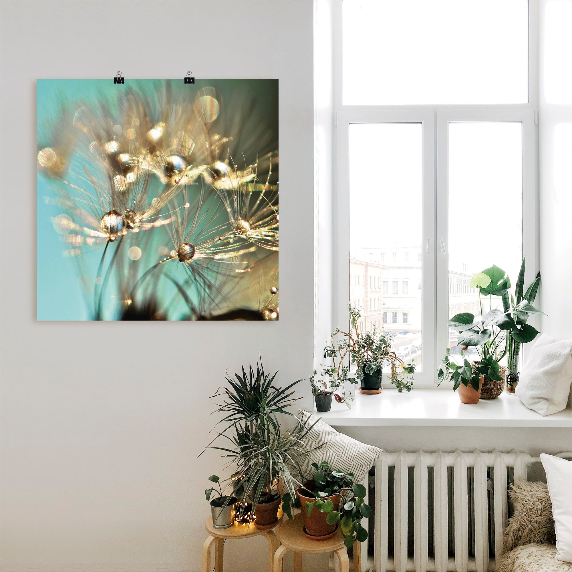 Artland Wandbild "Pusteblume glänzendes Gold", Blumen, (1 St.), als Alubild günstig online kaufen