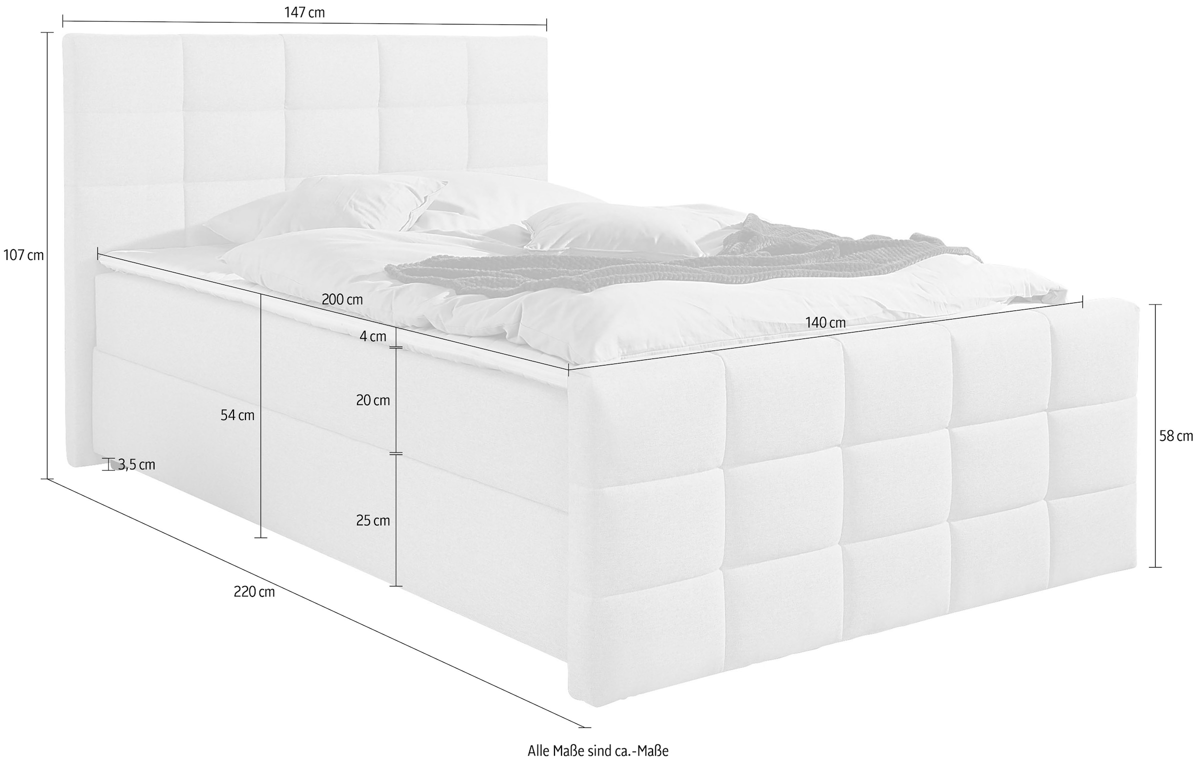 Home affaire Boxbett Boxbett mit Bettkasten und Fußteil, inkl. Topper