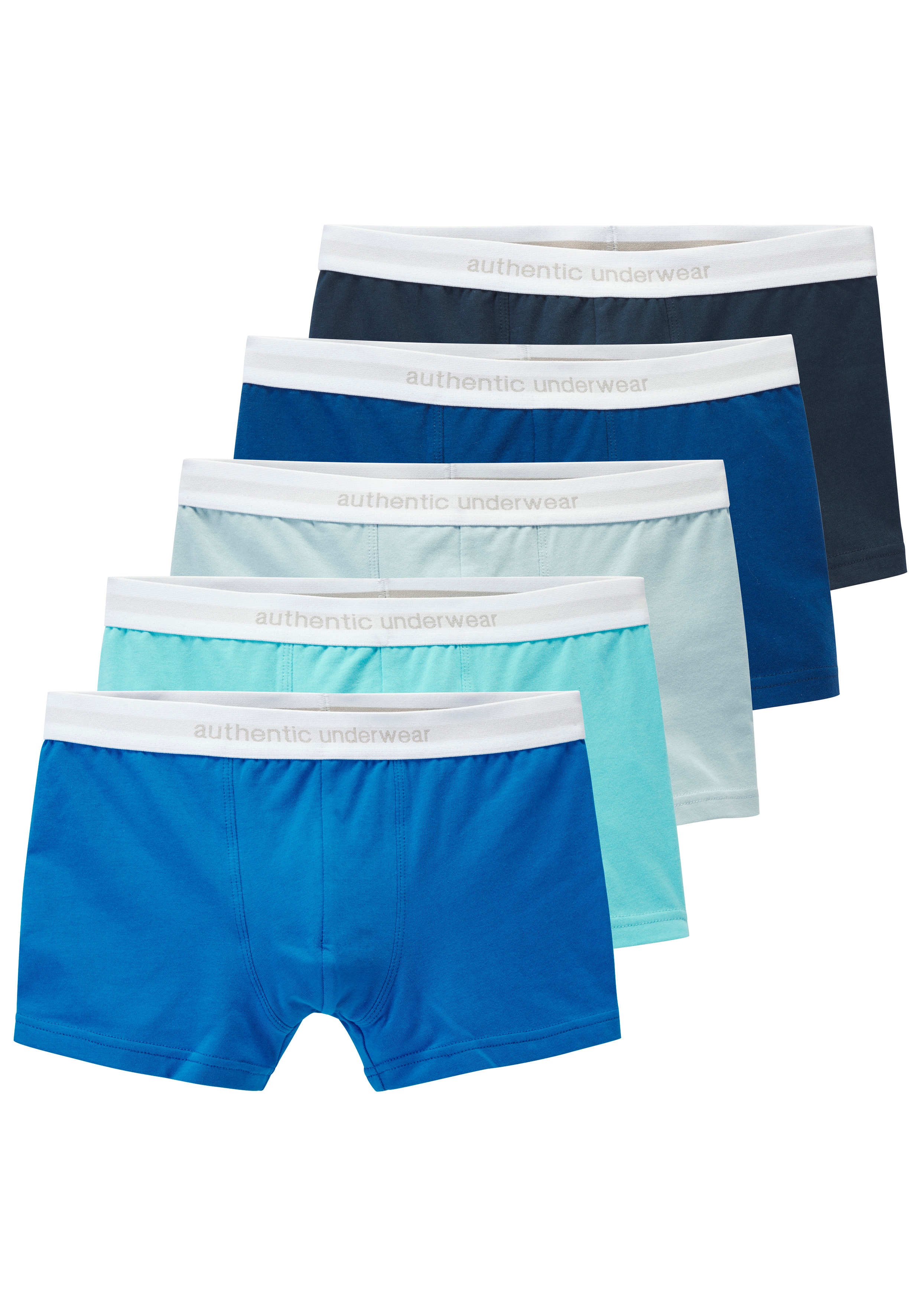 AUTHENTIC LE JOGGER Boxer Packung, 5 Stk. unifarben, mit kontrastfarbigem Bund, Baumwollmischung