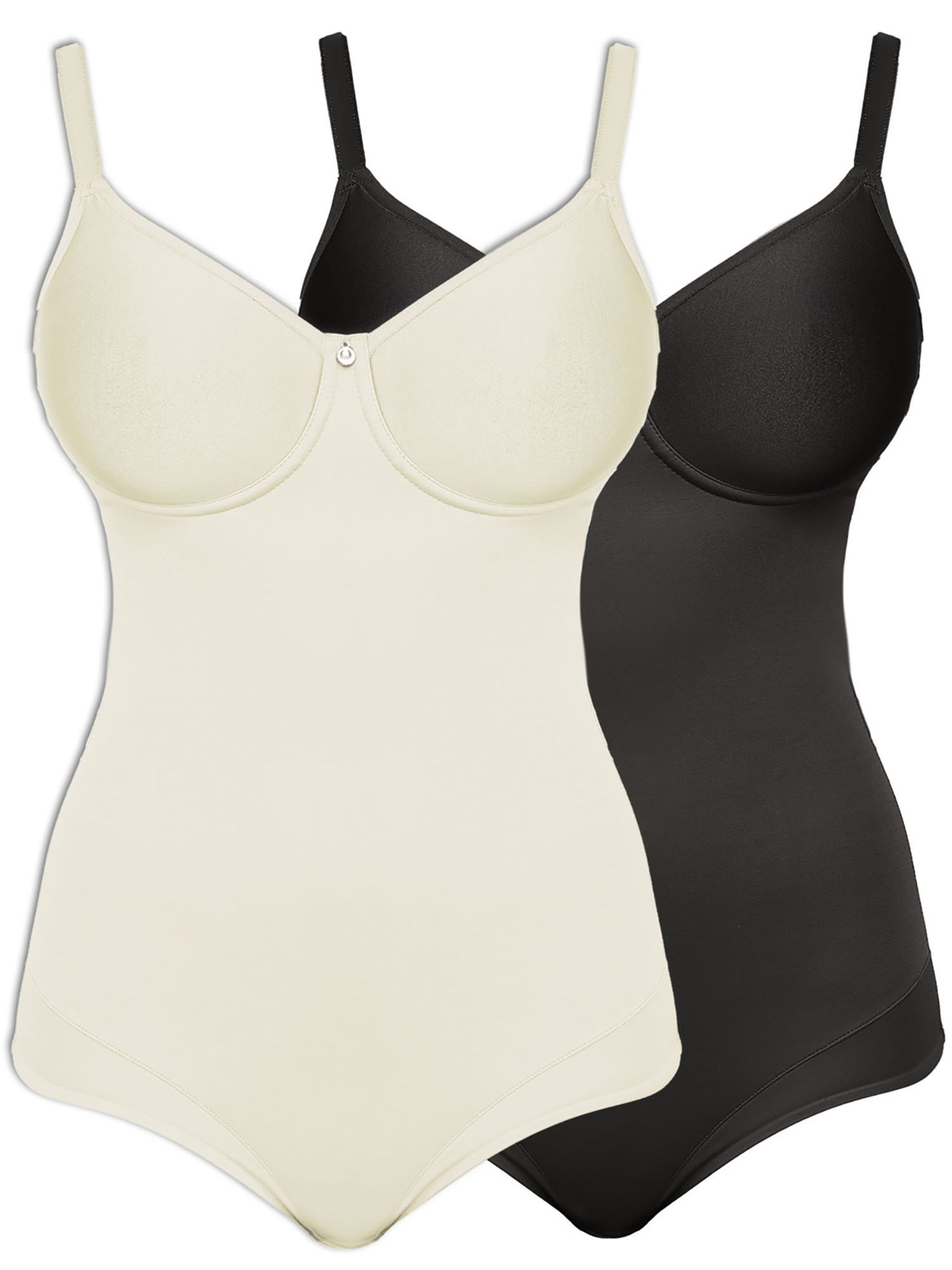 SUSA Damen Body "2er Pack Body mit Bügel Catania", Gr. 75, schwarz, Obermaterial: 60% Polyamid PA. 25% Elasthan EL. 15% Polyester PES., Bodys