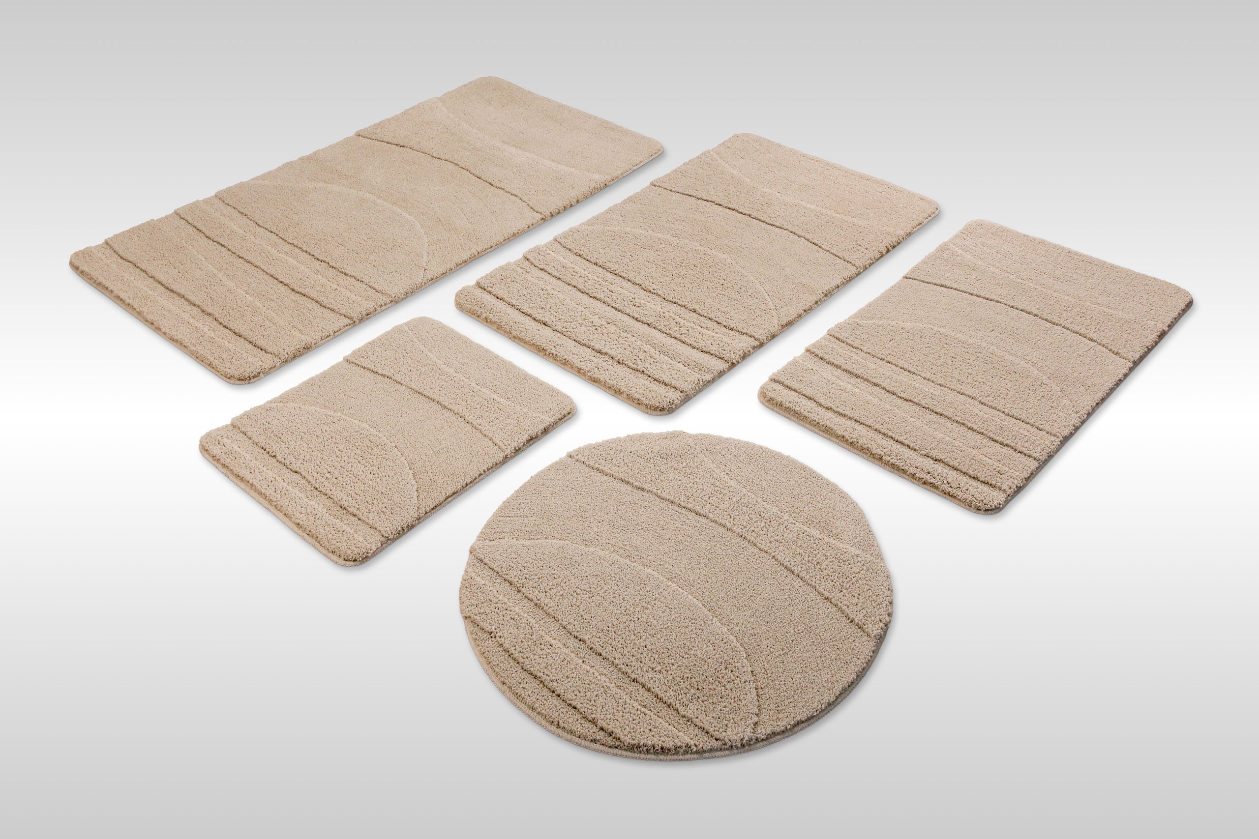 Wecon home "Marc" Höhe 25 mm rutschhemmend beschichtet schnell trocknend Badteppich, Hoch-Tief-Linien, weich, rutschhemmend, waschbar, getuftet