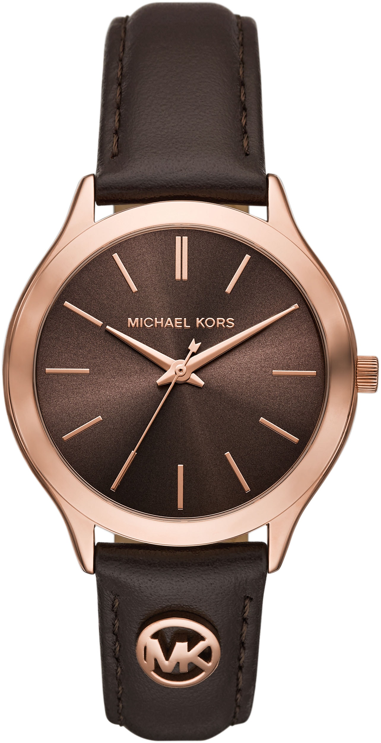 MICHAEL KORS Quarzuhr »SLIM RUNWAY«, Armbanduhr, Damenuhr, Lederarmband, analog