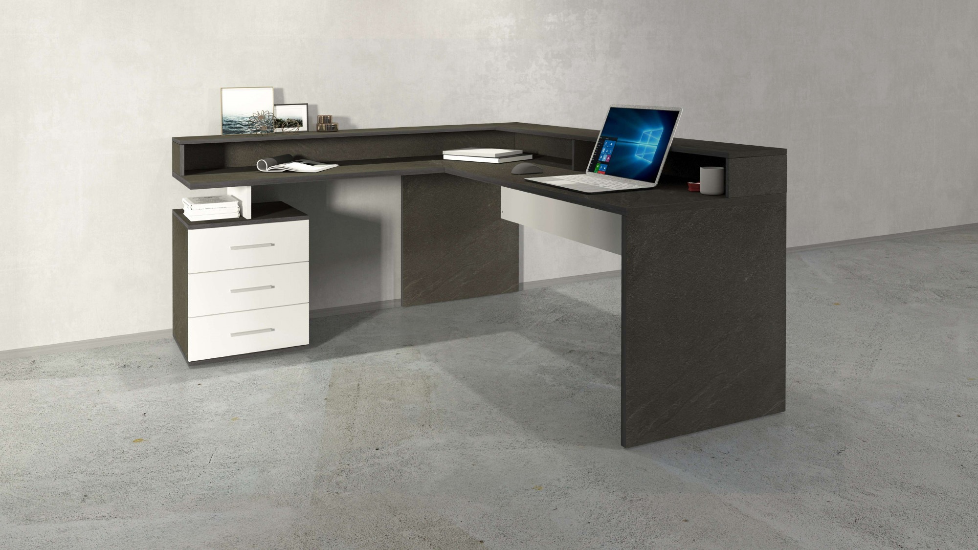 INOSIGN Eckschreibtisch »New Selina«, Schreibtisch, Schubkästen, mit oder ohne Monitoraufsatz, B 180/160 cm