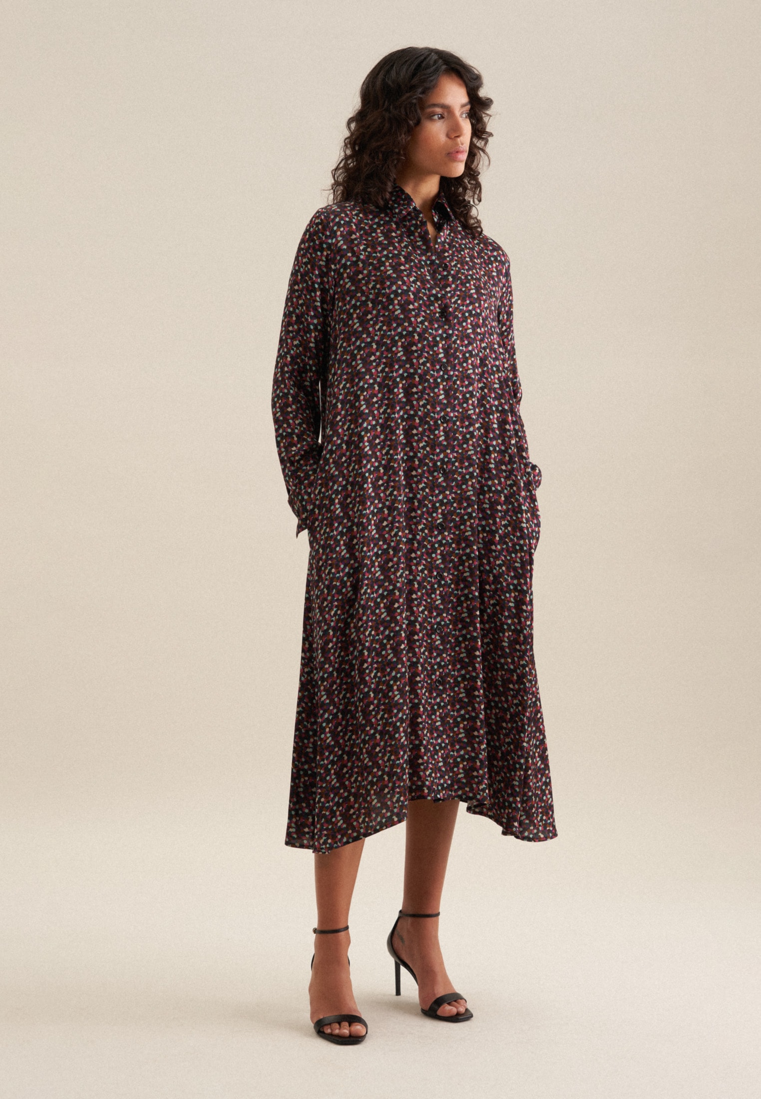 seidensticker Sommerkleid "Schwarze Rose" 1/1 Kragen Druck günstig online kaufen