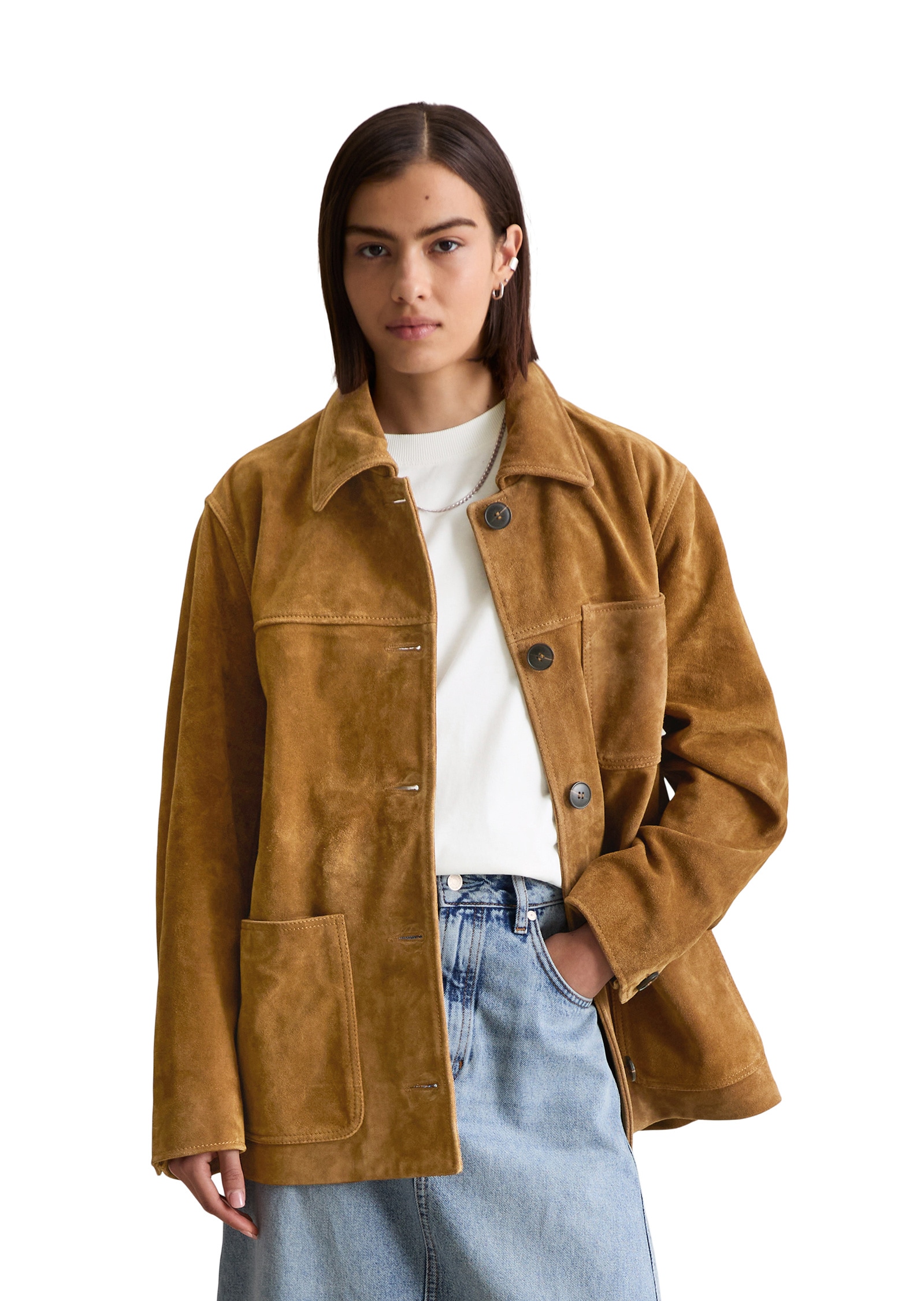 Marc OPolo DENIM Lederjacke "im Barnjacket-Stil", ohne Kapuze günstig online kaufen