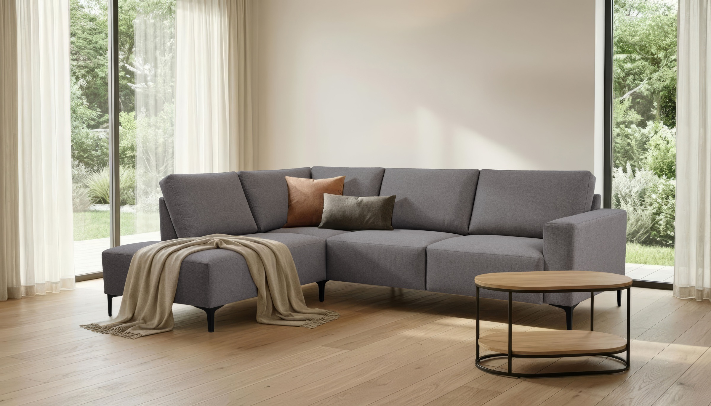 Home affaire Ecksofa "Tournon, L-Form, Breite 256 cm, Webstoff, Chenille" D günstig online kaufen