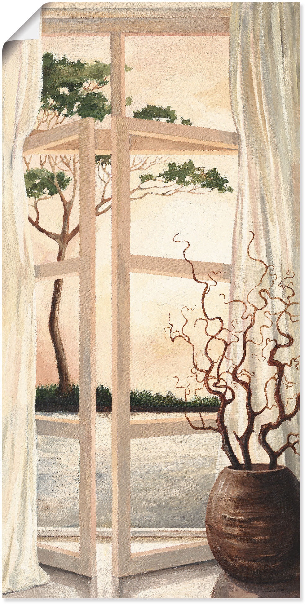 Artland Wandbild "Fensterbild Toskanischer Sonnenuntergang" Fensterblick 1 günstig online kaufen