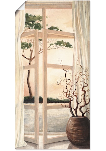 Wandbild »Fensterbild Toskanischer Sonnenuntergang«, Fensterblick, (1 St.)