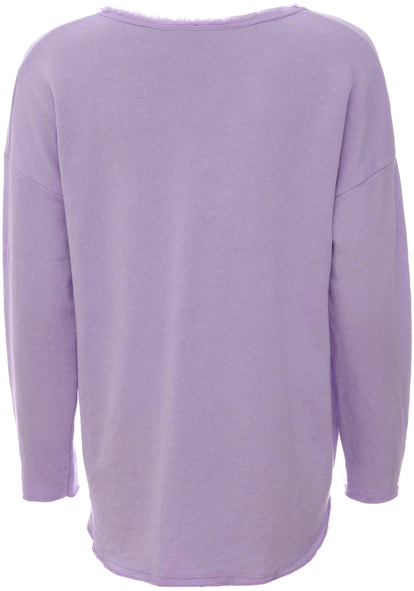 Thumbnail - Zwillingsherz Sweatshirt, ausgefranster V-Ausschnitt, Vintage Look, Langarm