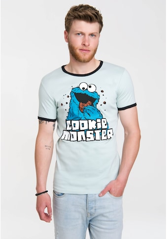 T-Shirt »Cookie Monster«, mit farblich abgesetzten Bündchen