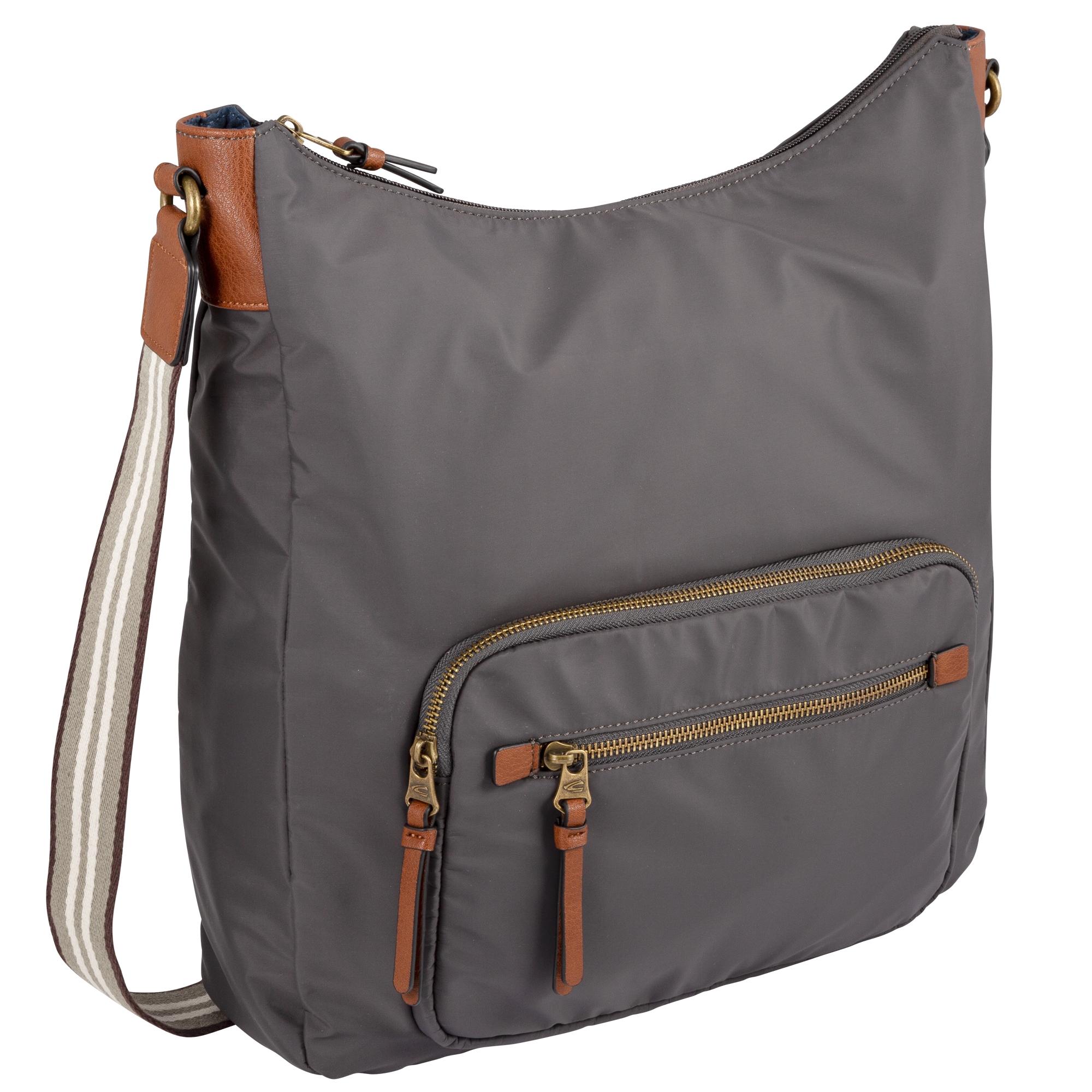 camel active Hobo "Bari", aus hochwertigem matten Nylon mit gestreiftem Gewebeband